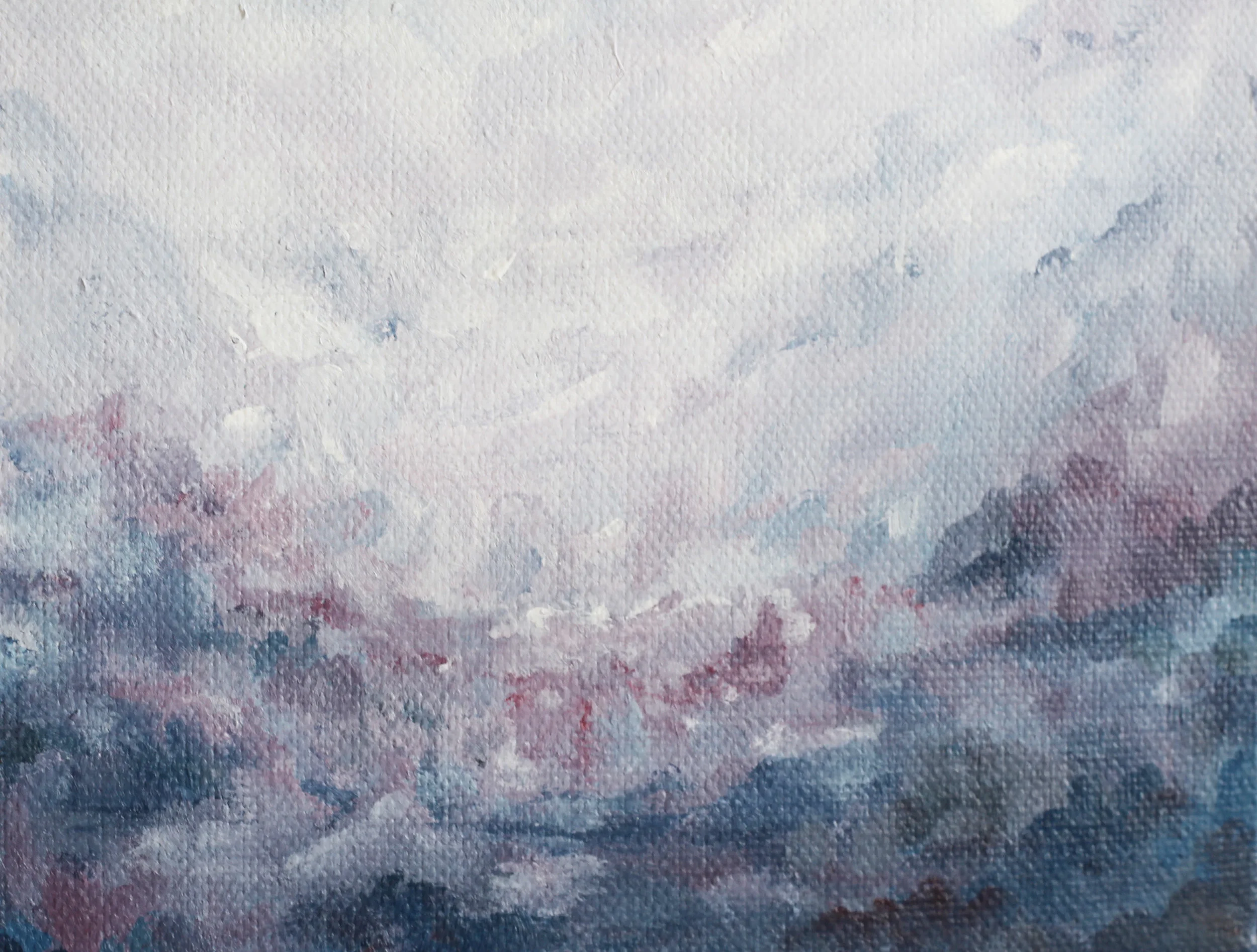 Small Landscape Painting by Kendra Castillo. "Cotton Candy," 6x6 inches