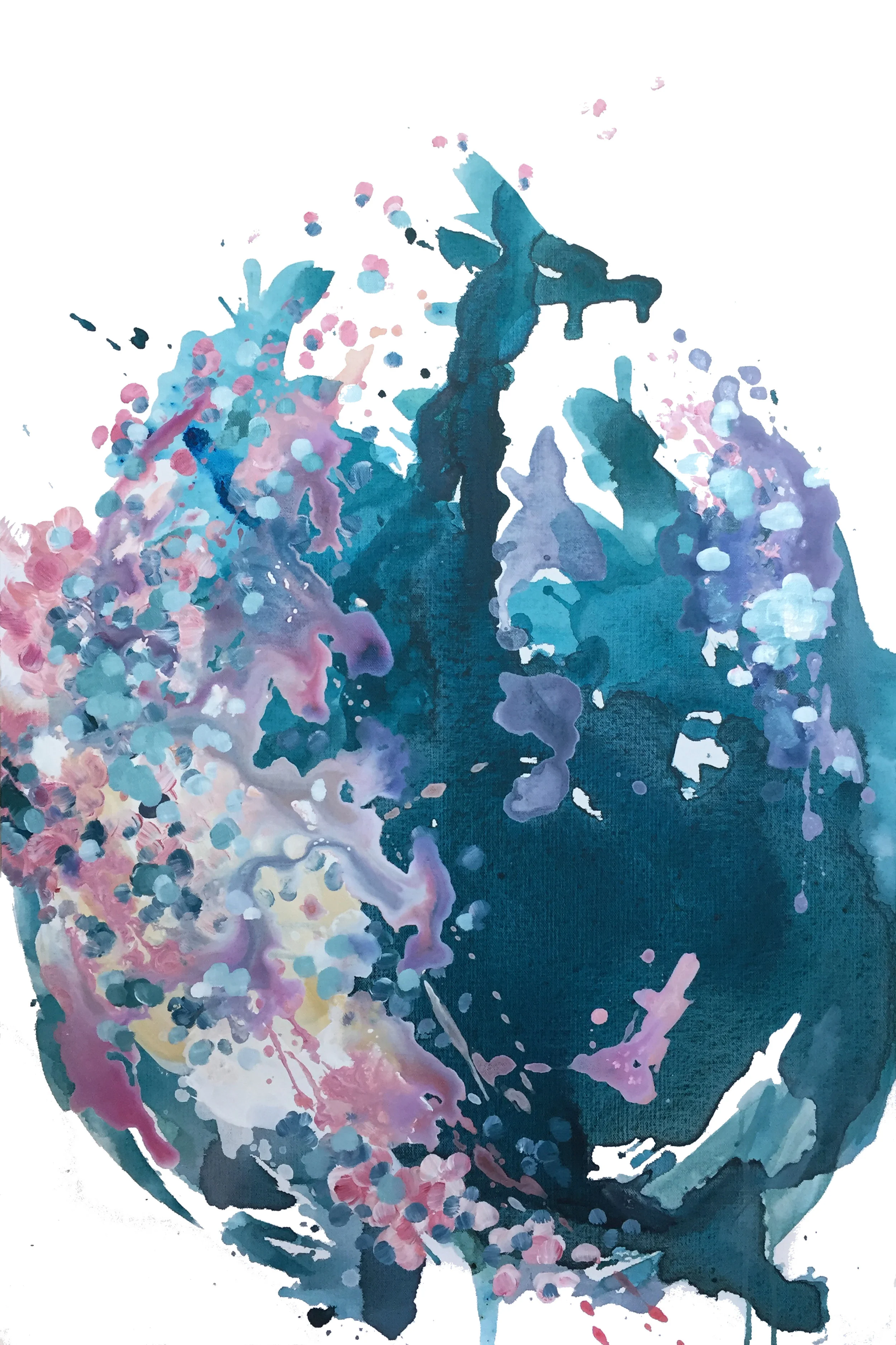 Artist Kendra Castillo. "The Bright One" 24x36" bright & energetic original abstract painting