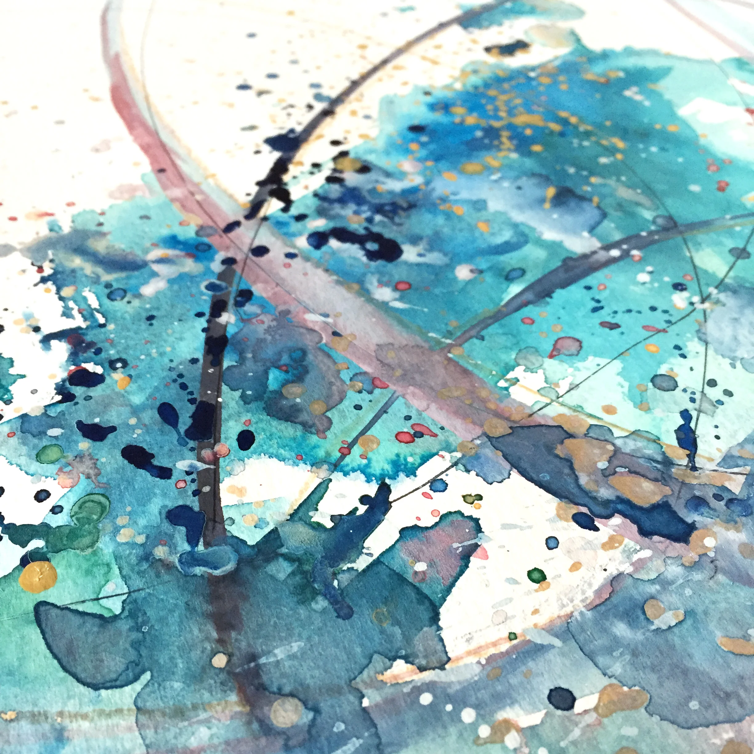 "Pirouette," Abstract mixed media painting by Kendra Castillo.