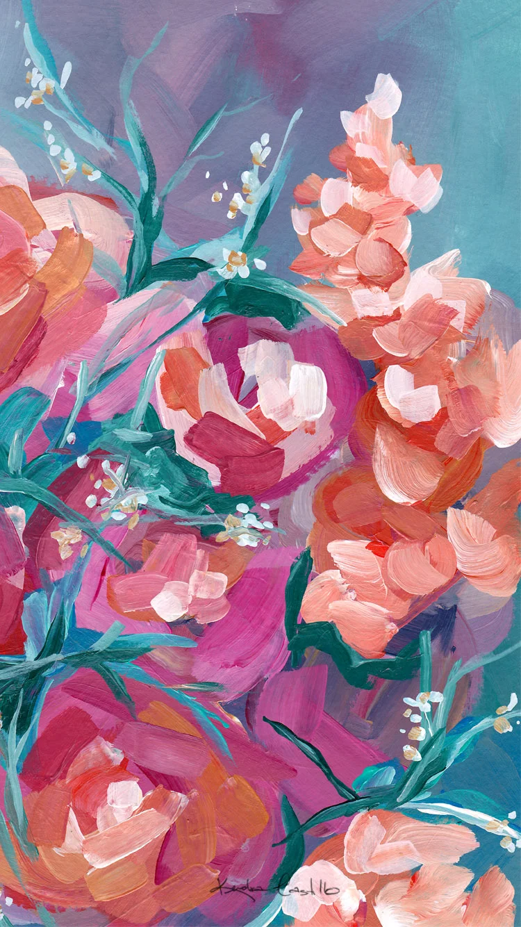 Instant Floral Art Wallpaper Download for your Phone Devices. Artwork by Kendra Castillo - View More: www.kendracastillo.com