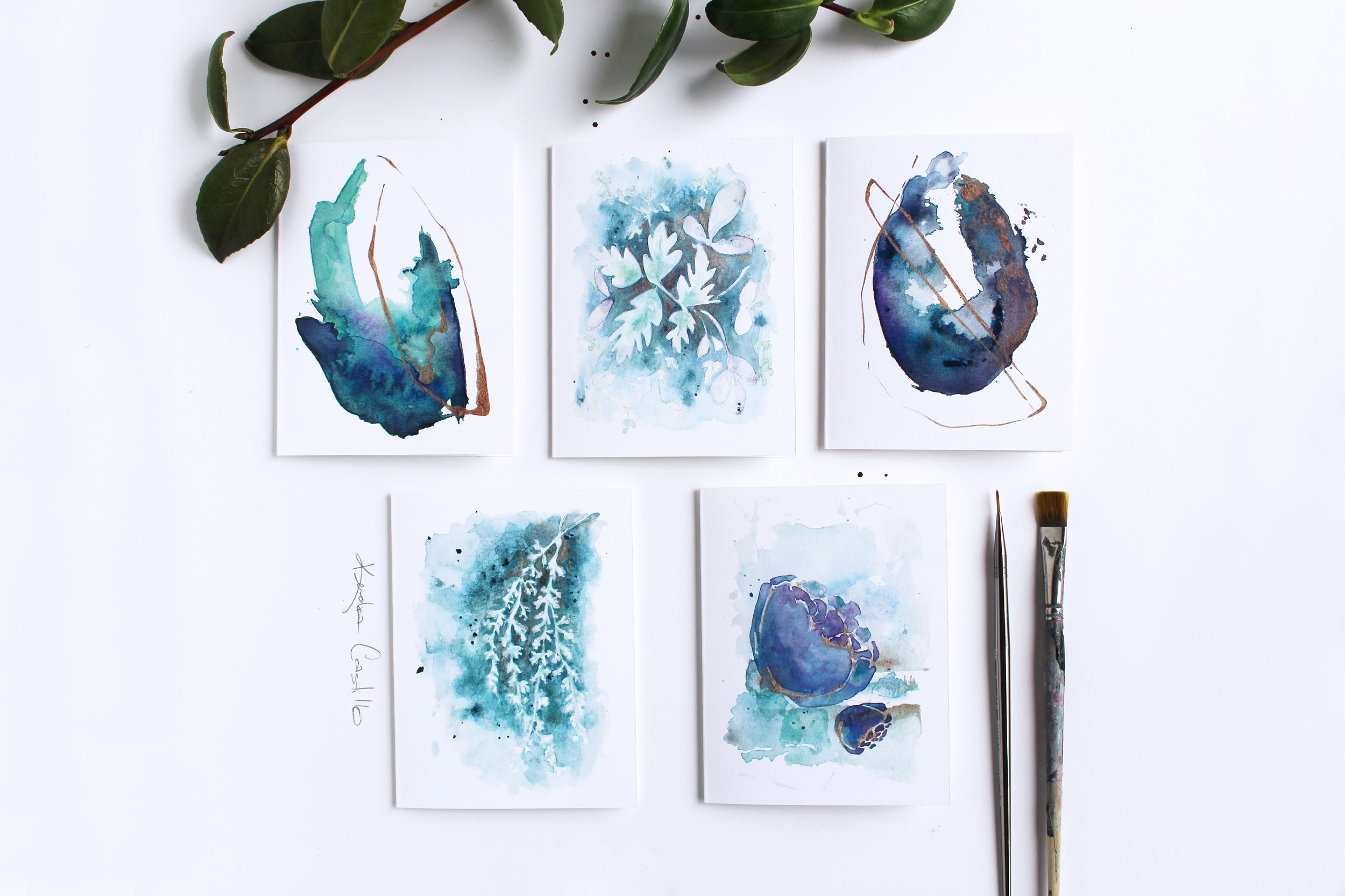 ASSORTED Blank Greeting Cards. Set of 5 + Envelopes