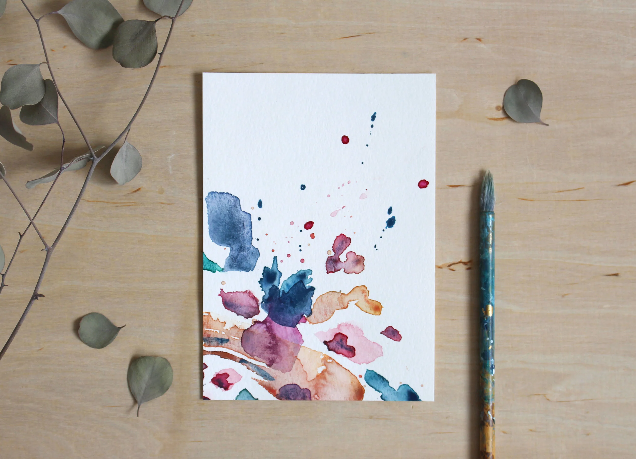 "Go With The Flow," a matted original abstract painting by Kendra Castillo