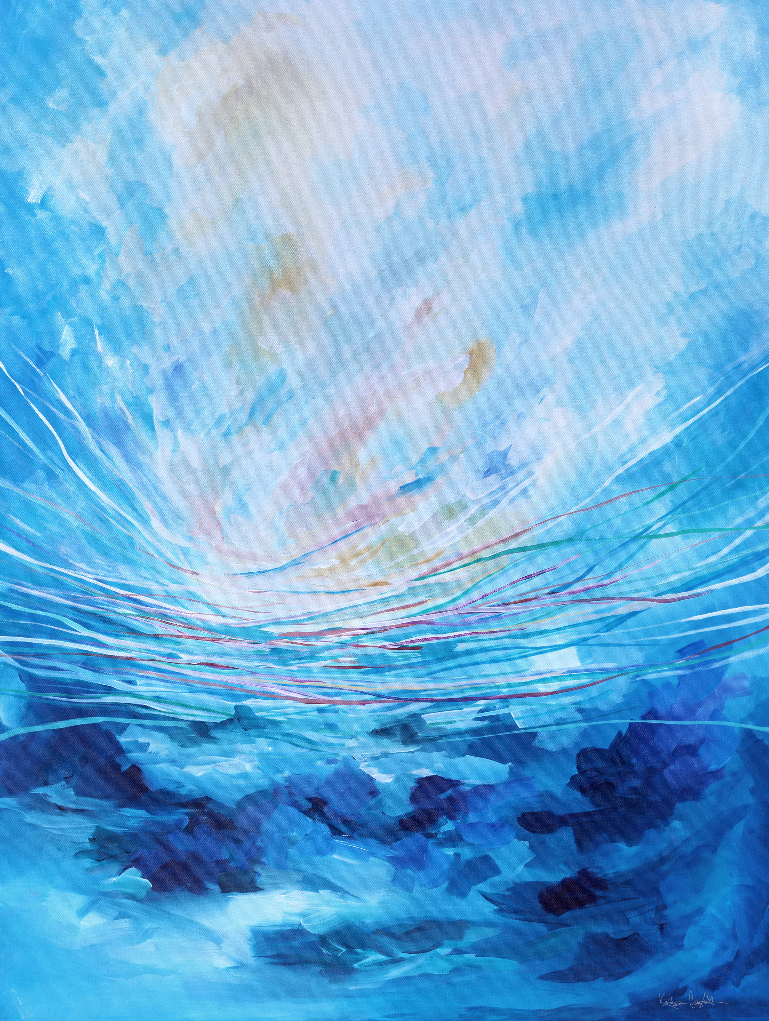 Kendra Castillo. impressionistic acrylic landscape, blue sky