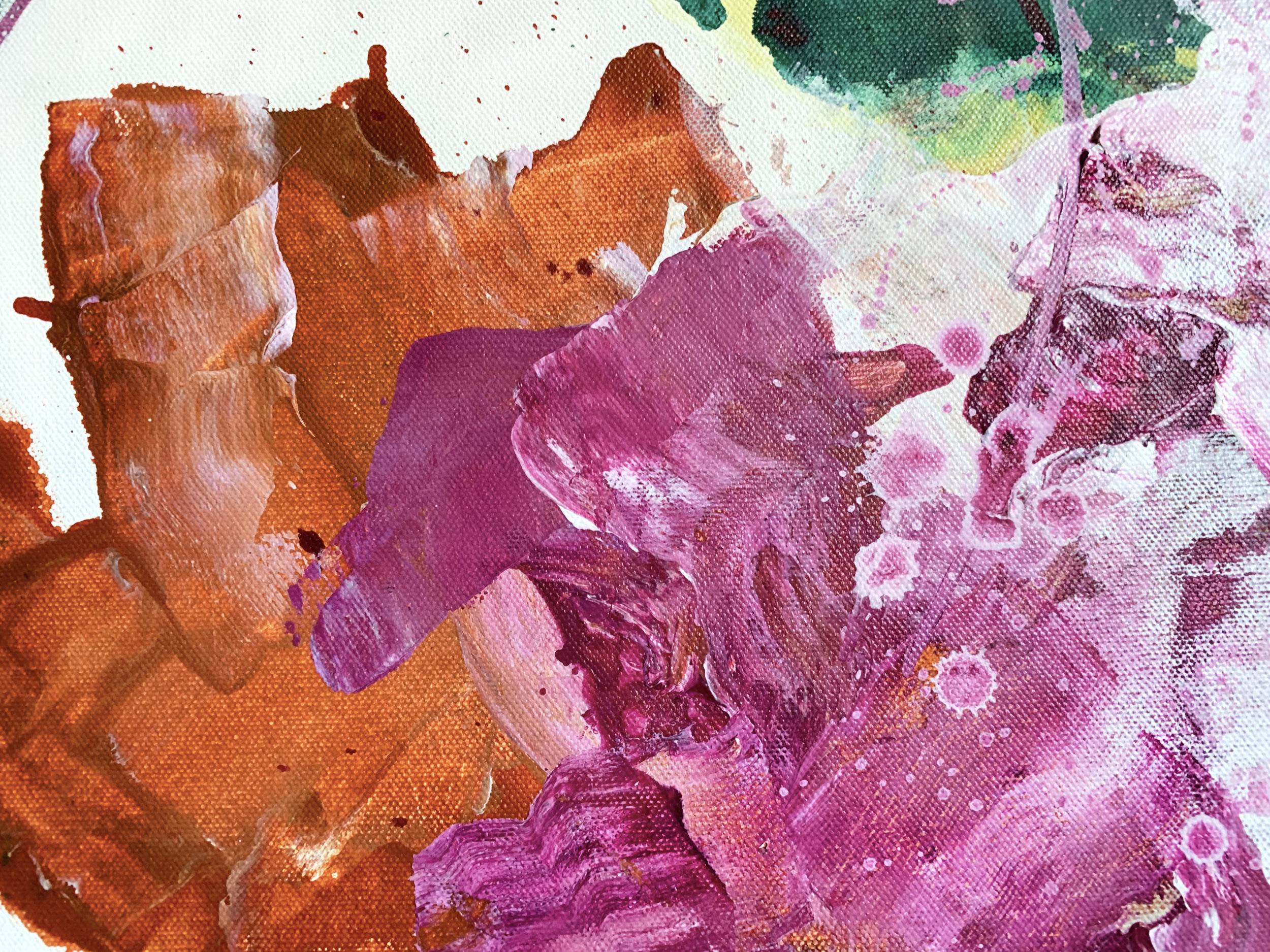 "Source" a large scale bright & energetic abstract painting by Kendra Castillo