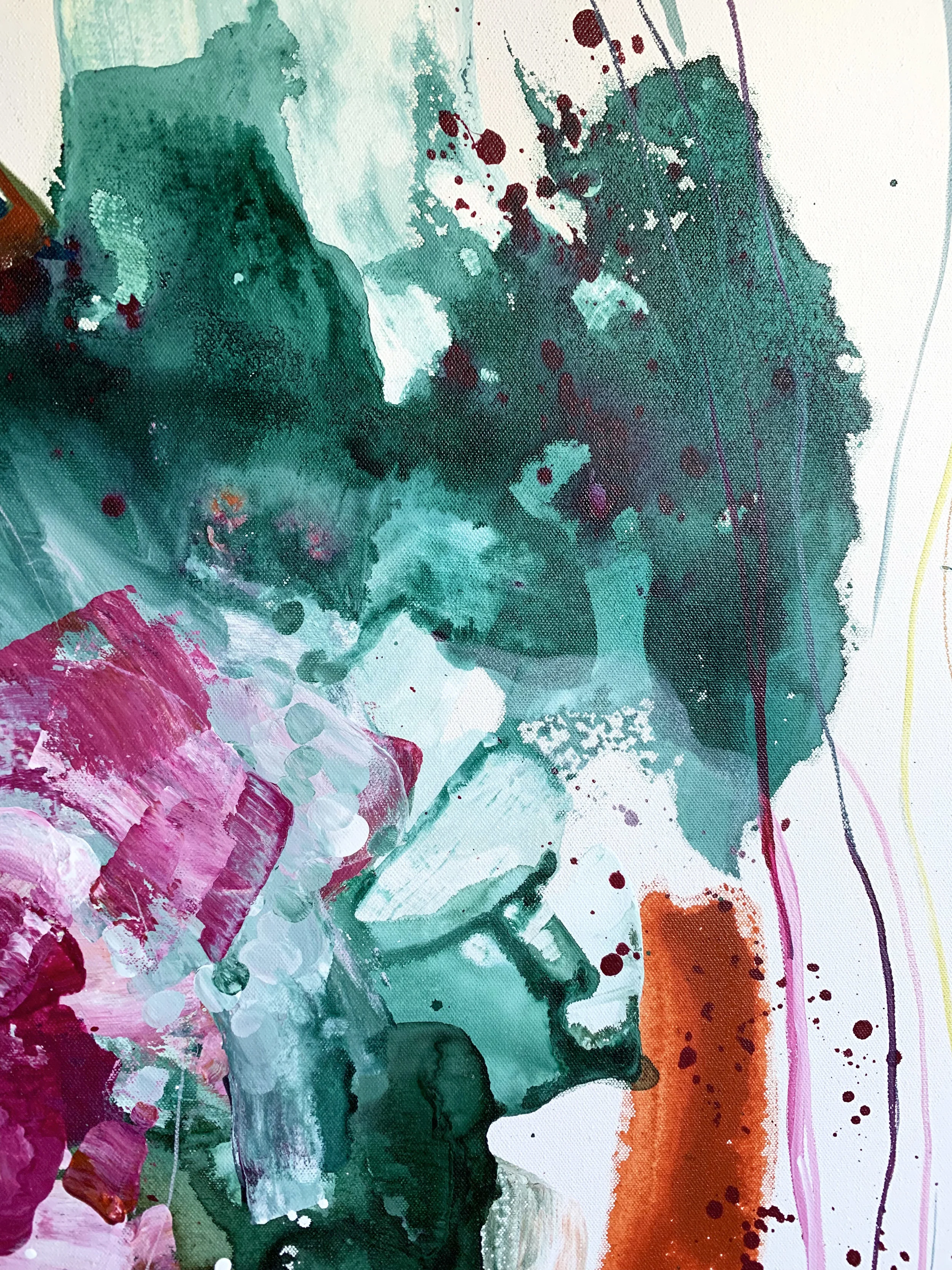 "Source" a large scale bright & energetic abstract painting by Kendra Castillo