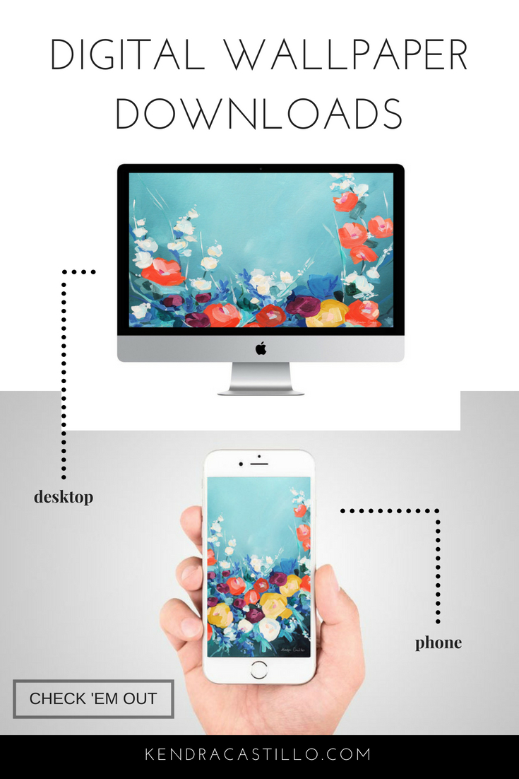 Instant Colorful Floral Art For Your Desktop Background Wallpaper. Instant Download by Kendra Castillo (www.kendracastillo.com)