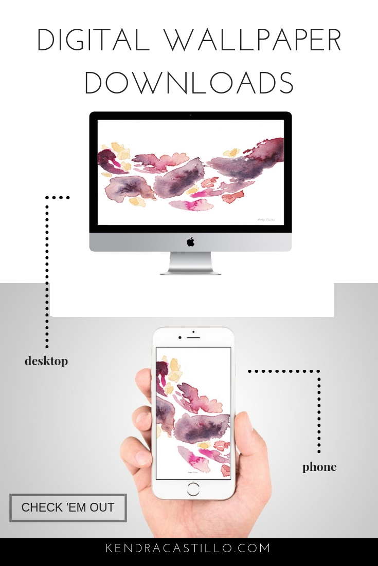 Instant Abstract Watercolor Art Wallpaper Download for your Phone Devices. Artwork by Kendra Castillo - View More: www.kendracastillo.com