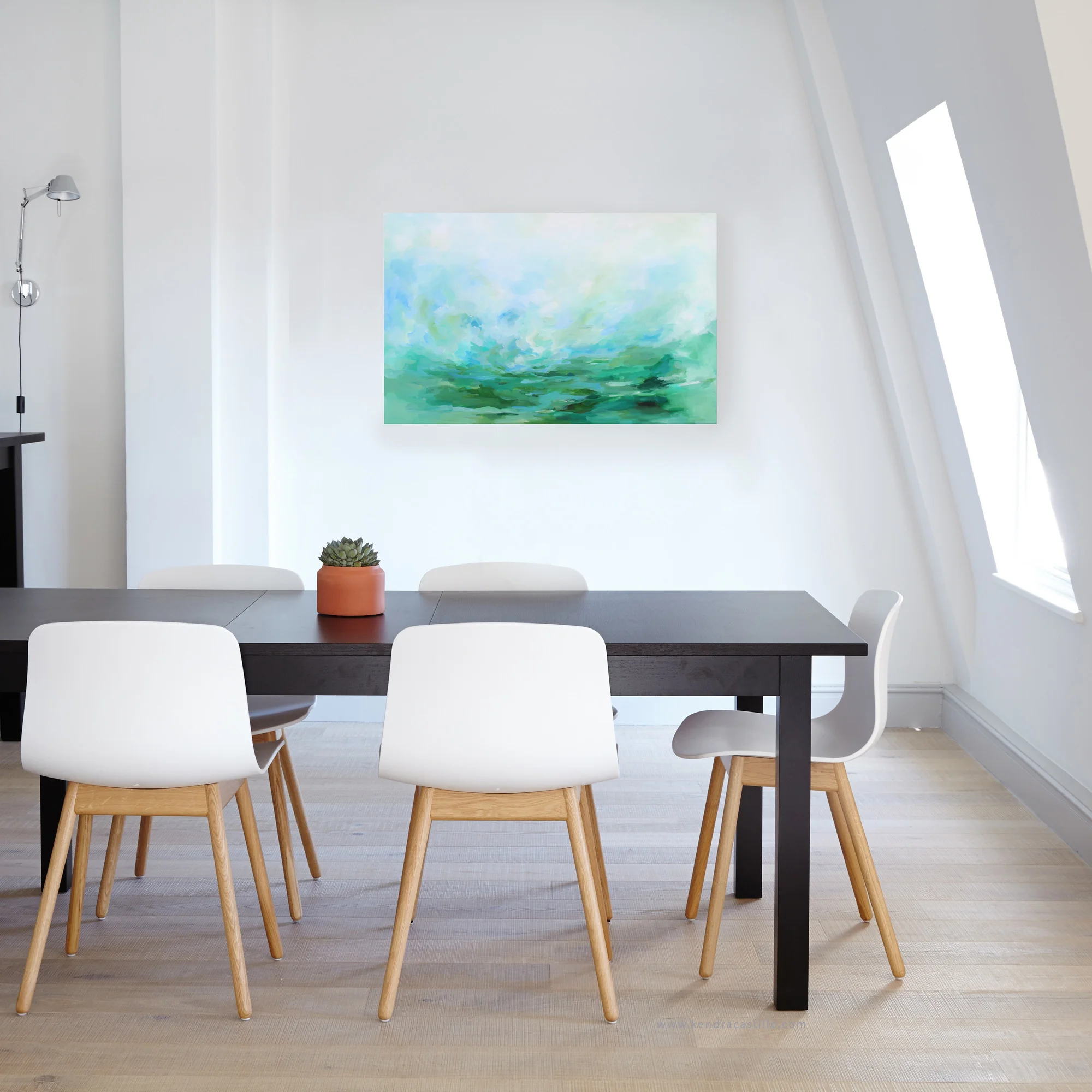 "Fields" a 24x36 Original Abstract Landscape Painting by Kendra Castillo. #originalpainting #homedecor #interiordesign #blueart #abstract #livingroomart #landscapepainting #contemporary #design