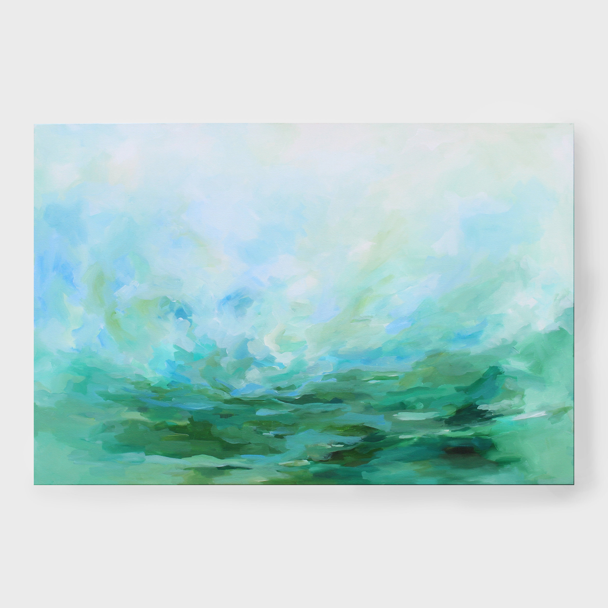 "Fields" a 24x36 Original Abstract Landscape Painting by Kendra Castillo. #originalpainting #homedecor #interiordesign #blueart #abstract #livingroomart #landscapepainting #contemporary #design