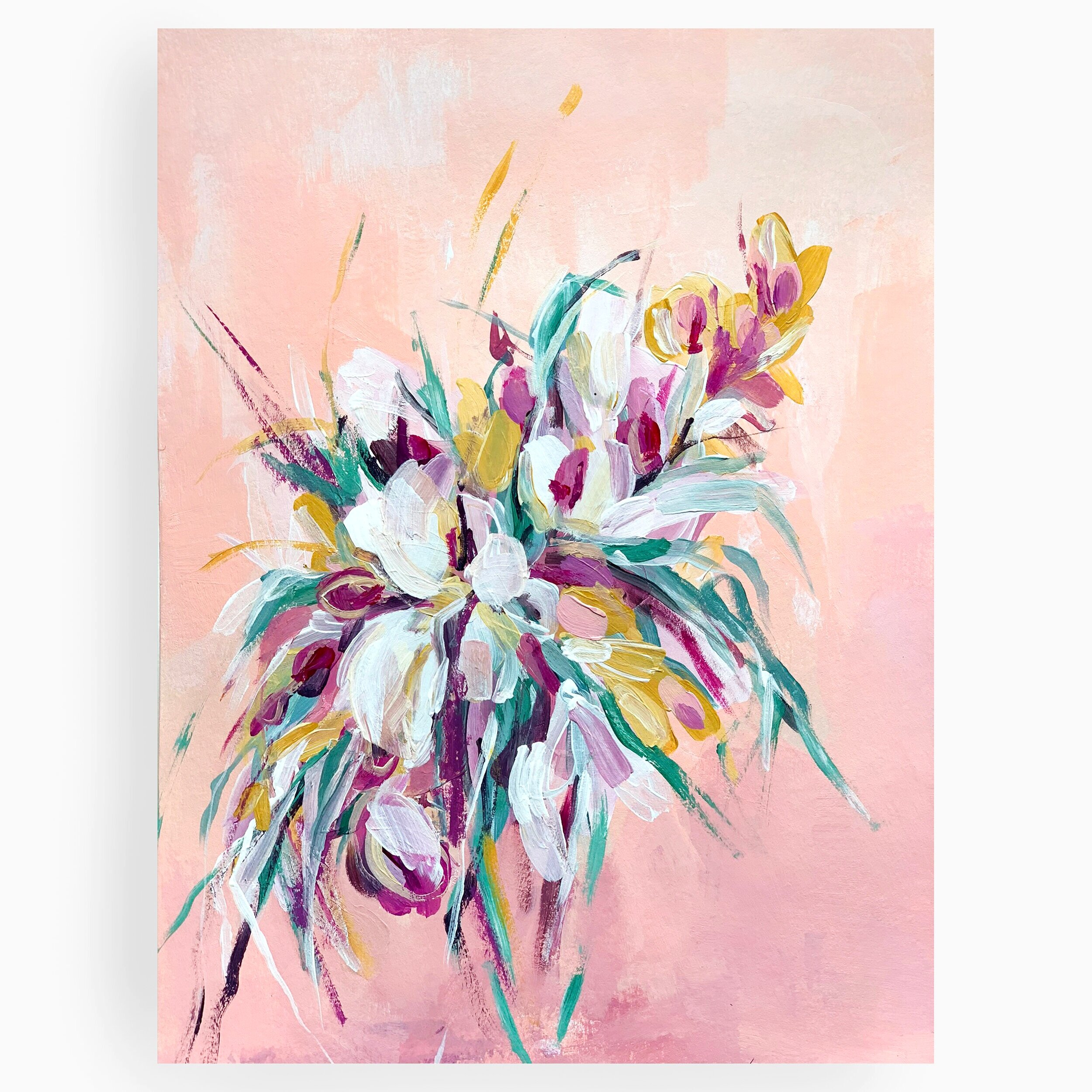 Where Magic Begins - 9x12 original abstract floral painting by Kendra Castillo