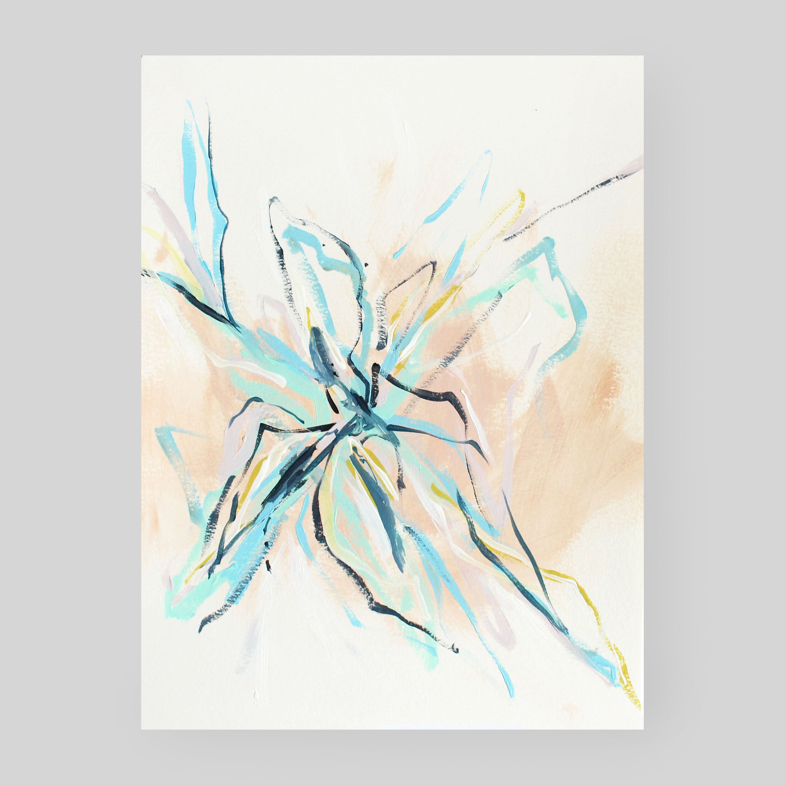 Flourishing Together no.1 - 9x12 original abstract painting on paper by Kendra Castillo