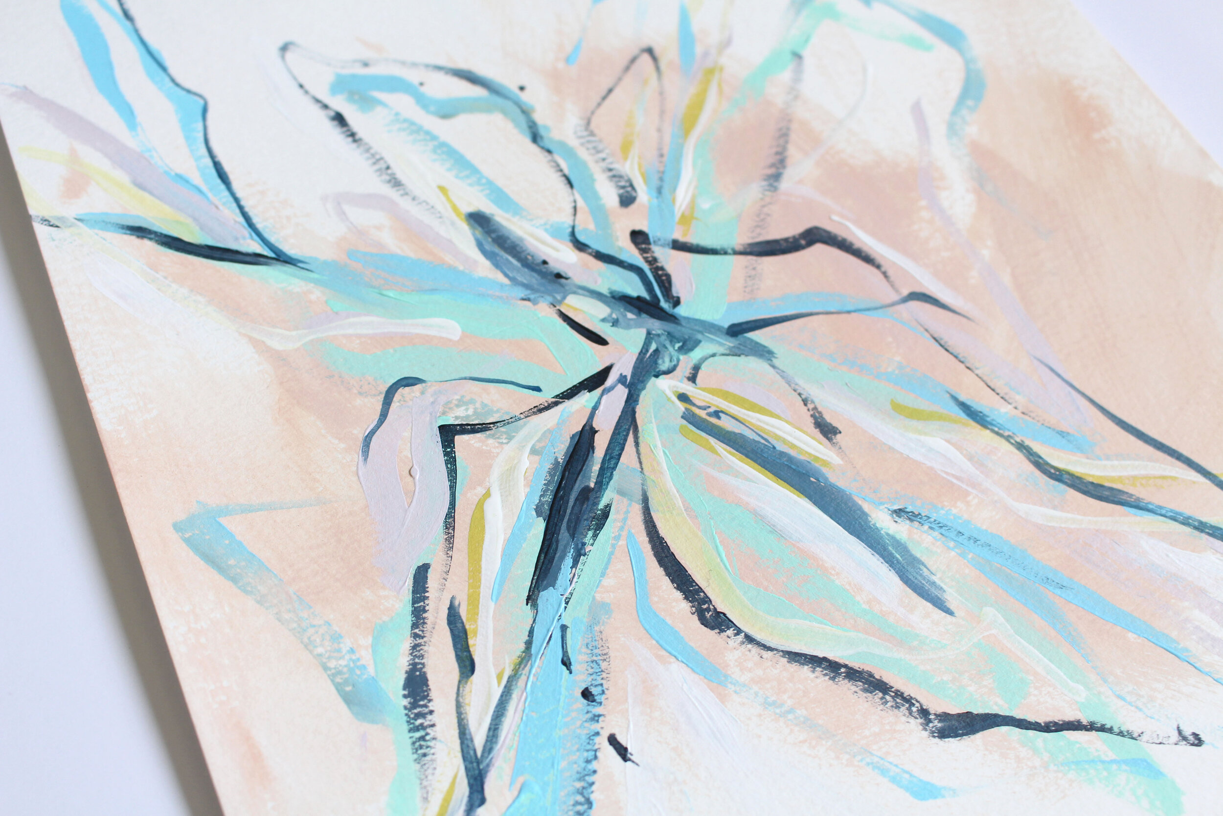 Flourishing Together no.1 - 9x12 original abstract painting on paper by Kendra Castillo