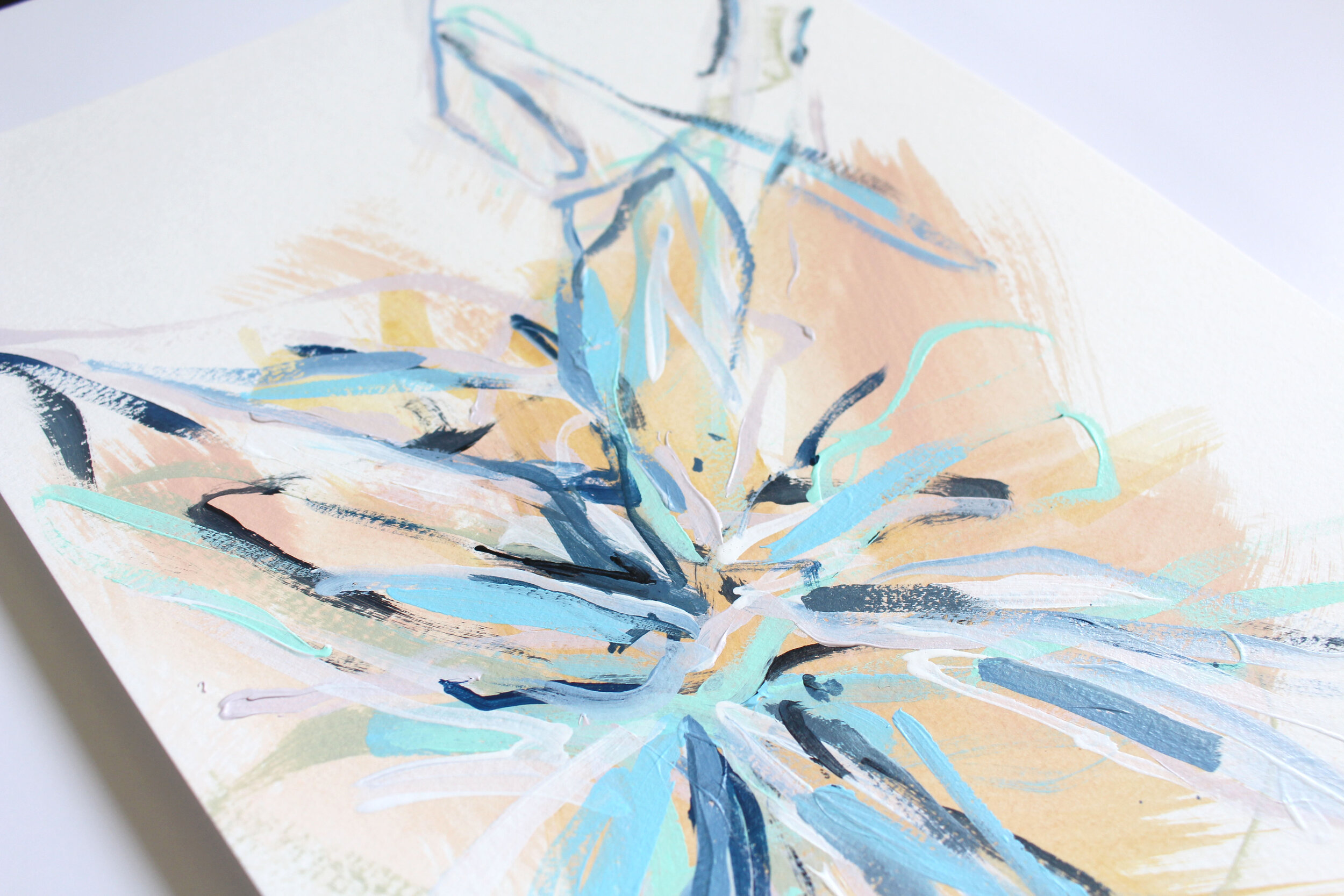 Flourishing Together no.2 - 9x12 original abstract painting on paper by Kendra Castillo