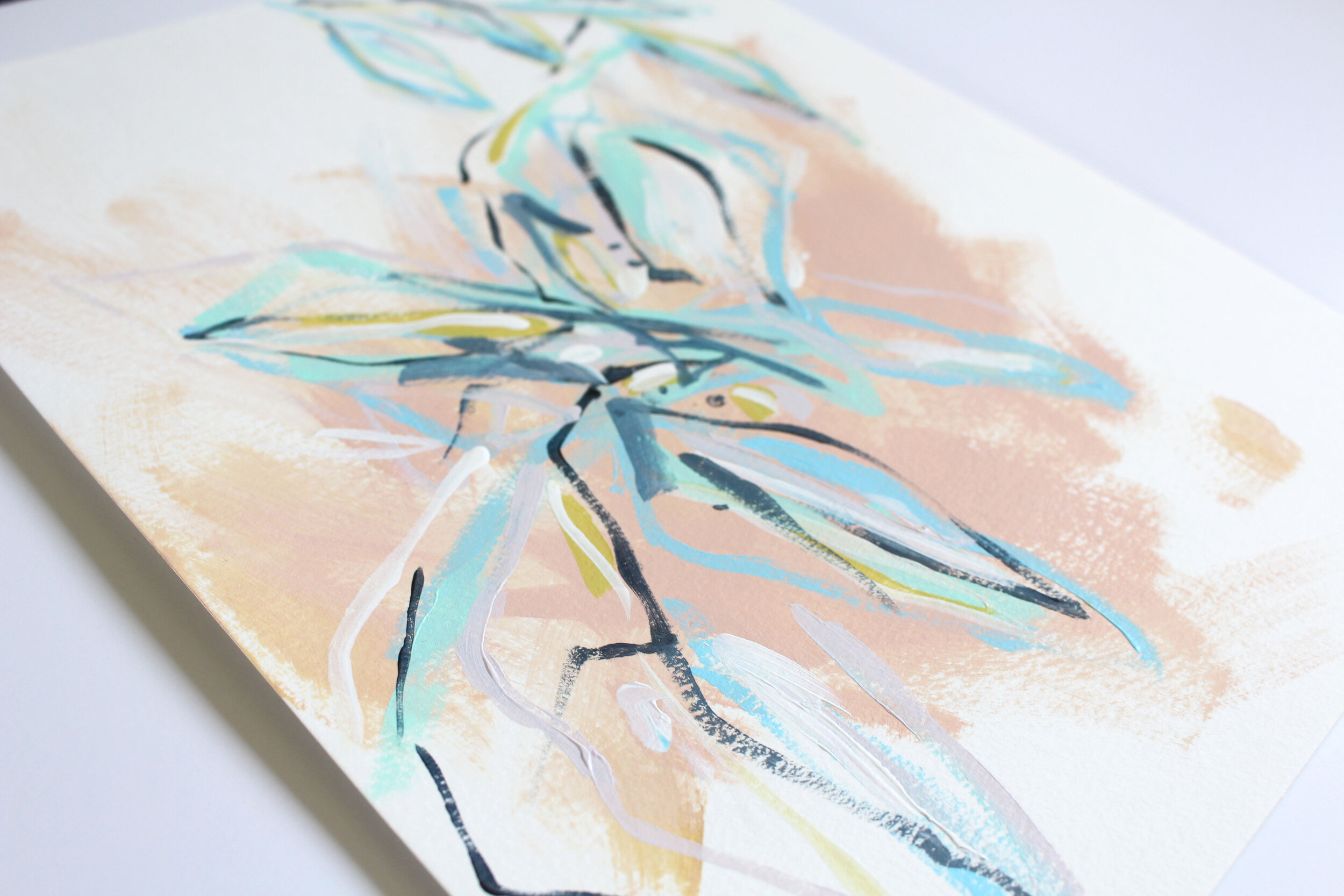 Flourishing Together no.4 - 9x12 original abstract painting on paper by Kendra Castillo