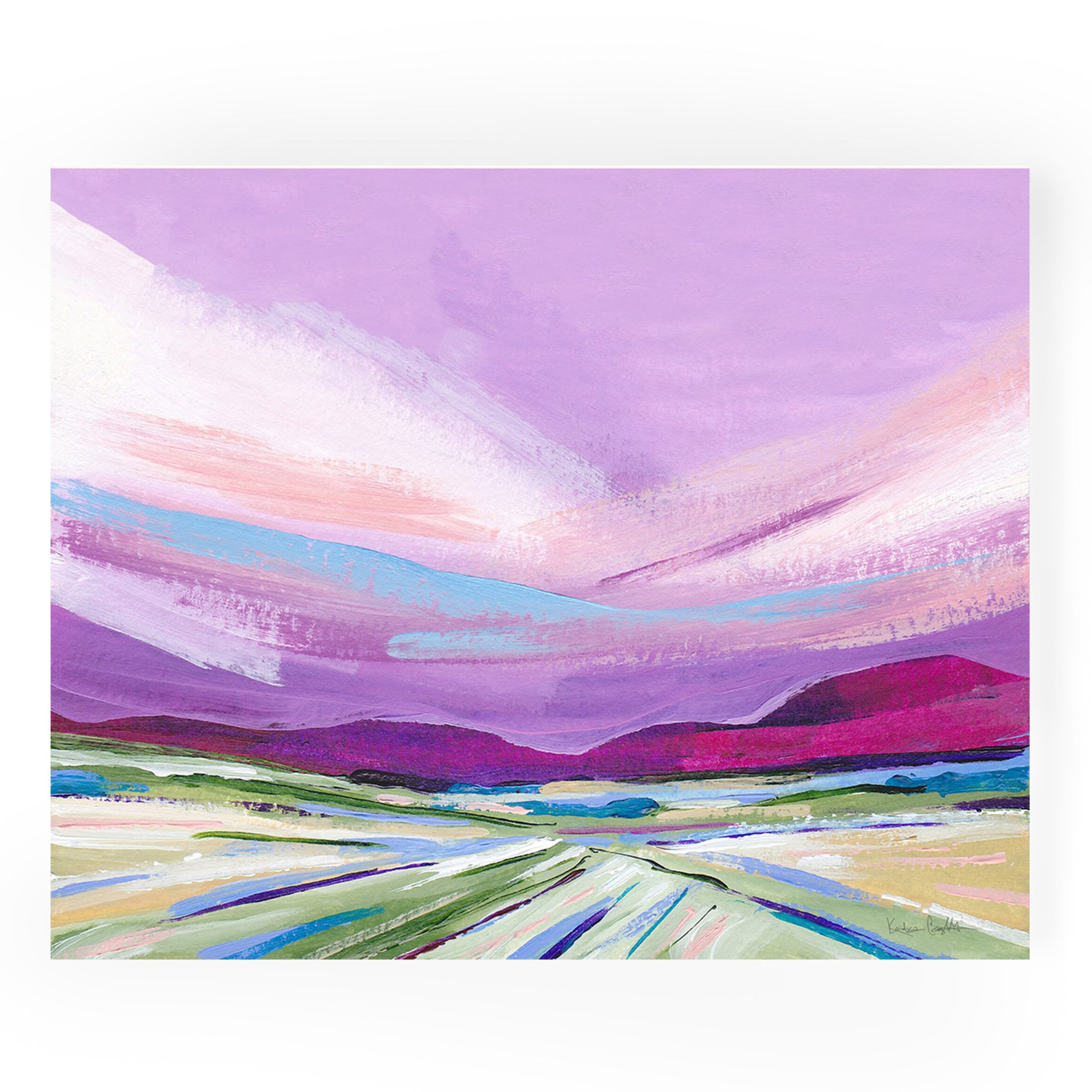 Changing Winds no.27 - Horizontal Print by Kendra Castillo. Colorful Abstract Landscape Painting
