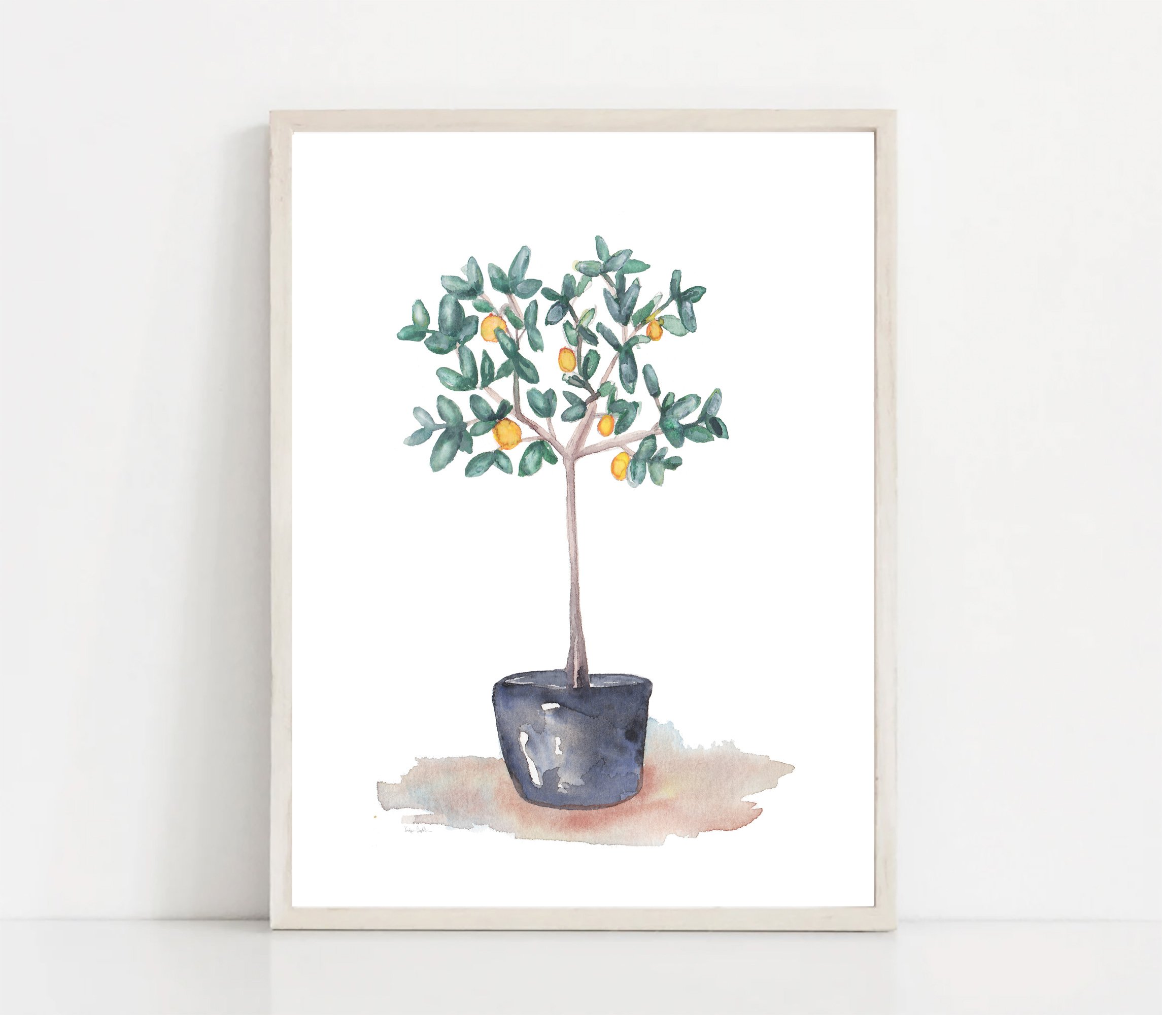 Orange Tree - Vertical print, Digital Download by Kendra Castillo. Watercolor plant painting