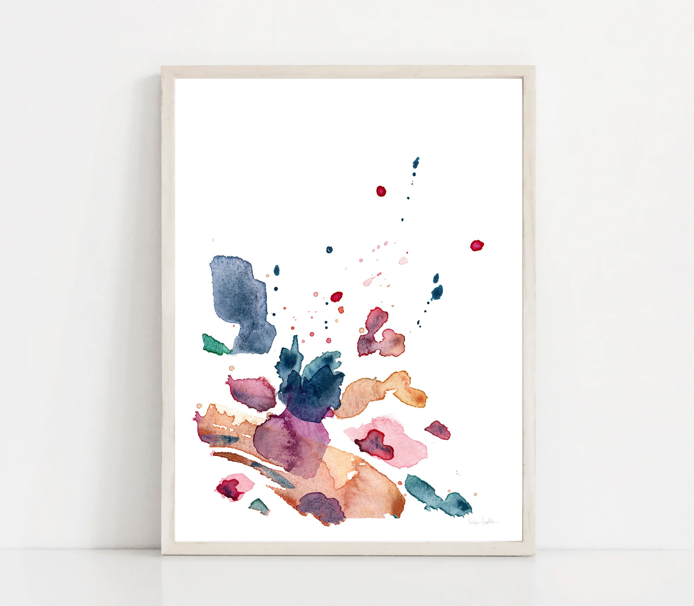 "Go With The Flow " vertical abstract print. Colorful Modern abstract art print by Kendra Castillo