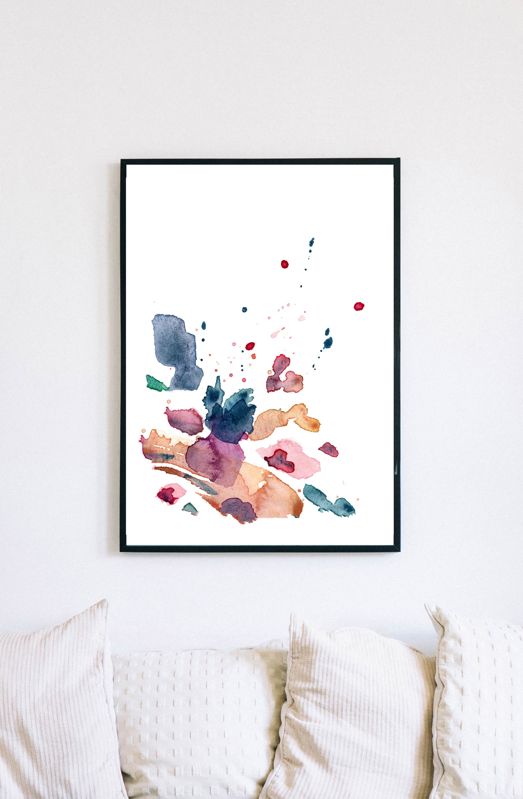 "Go With The Flow " vertical abstract print. Colorful Modern abstract art print by Kendra Castillo