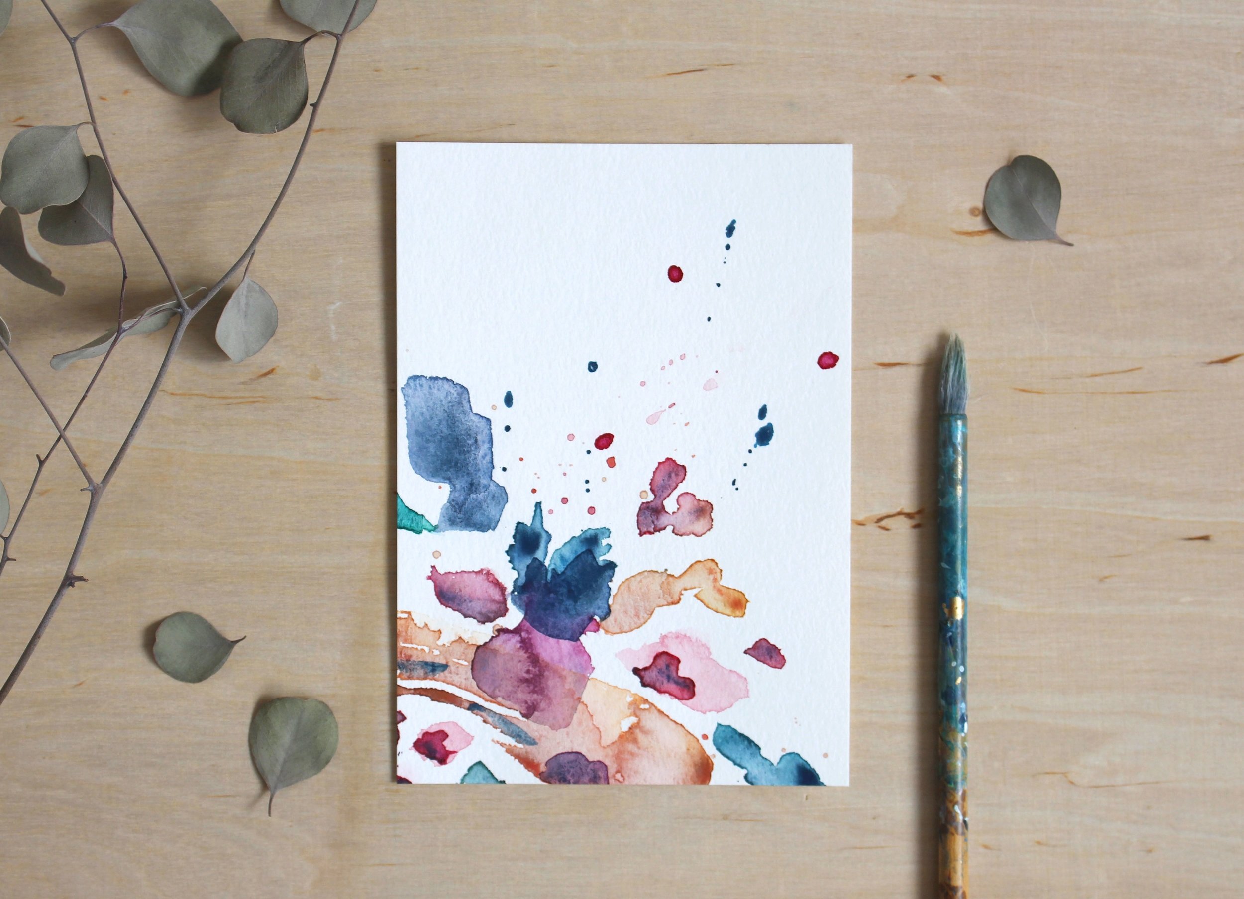 "Go With The Flow," a matted original abstract painting by Kendra Castillo