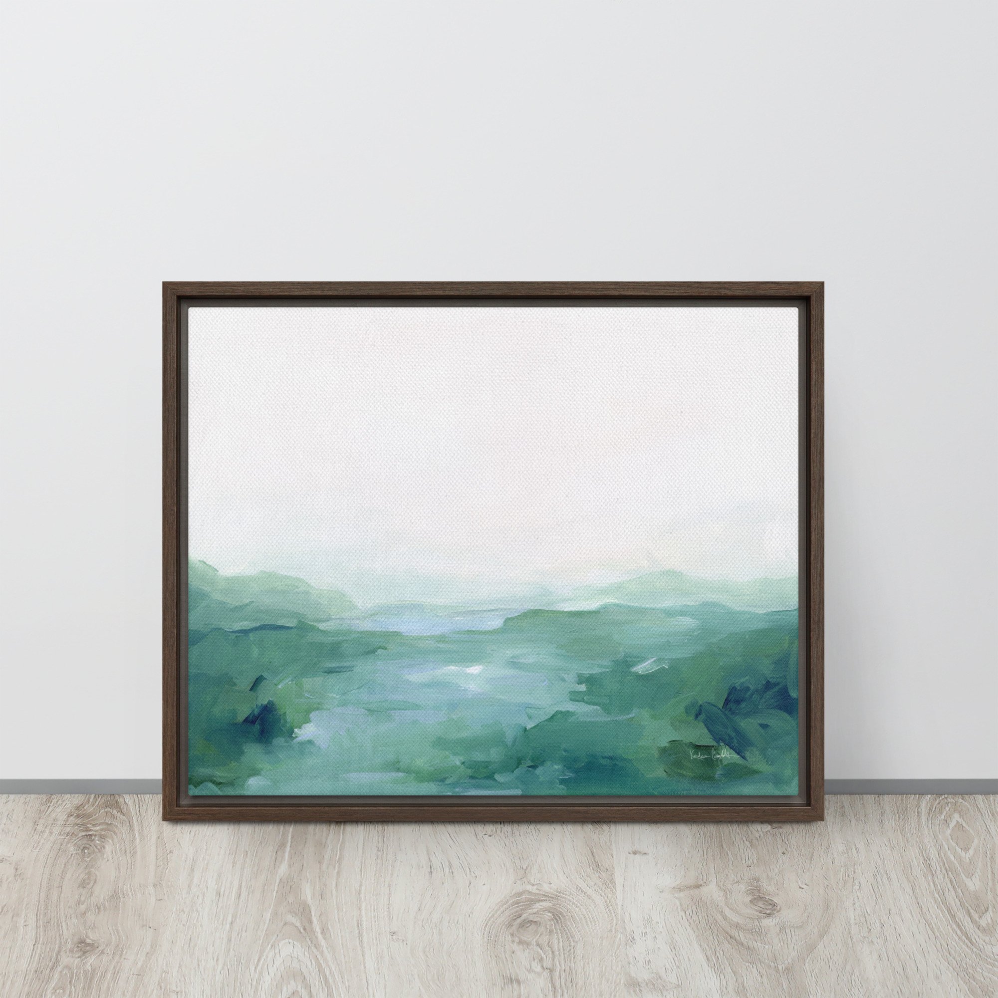 Quiet Place - Horizontal Contemporary Landscape Painting - Framed Canvas Print by Kendra Castillo