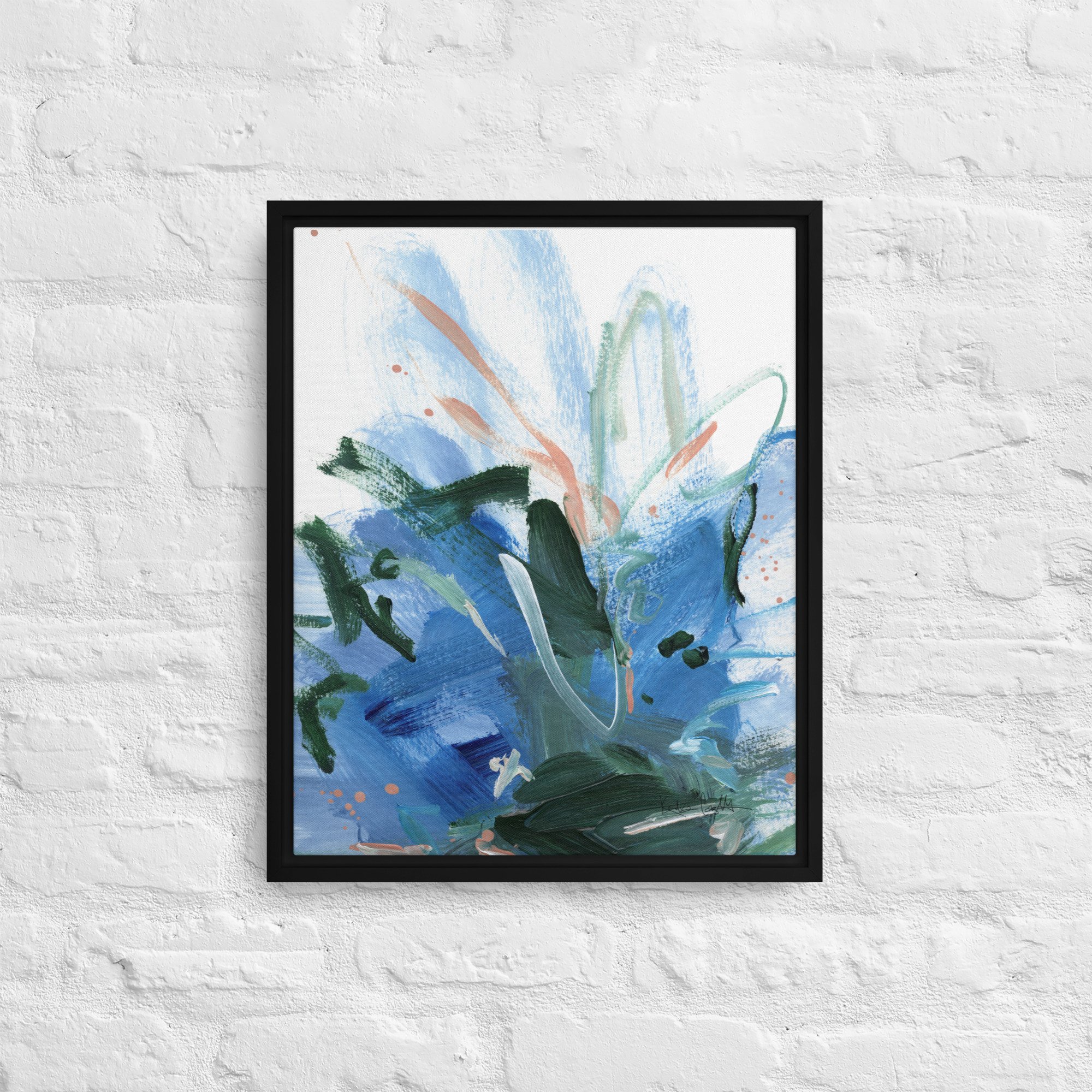 Framed Canvas Print - "Light & Lovely" a vertical contemporary abstract painting by Kendra Castillo