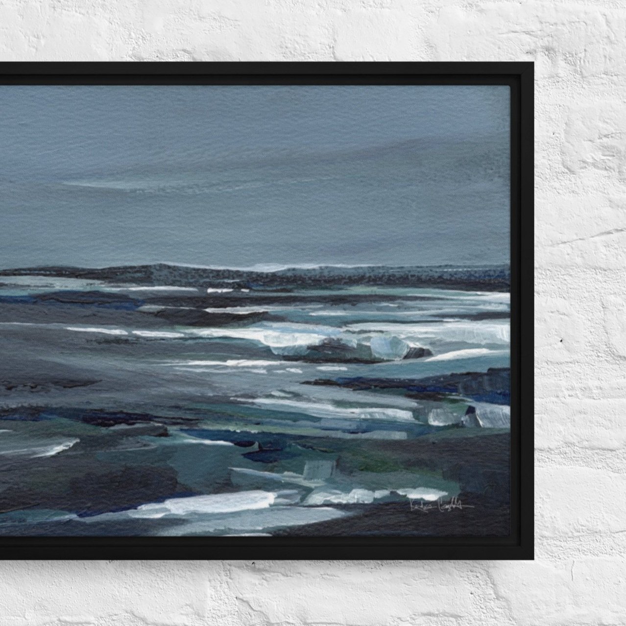 Horizontal Framed Canvas Print - "Kissed By The Moon," abstract landscape print by Kendra Castillo