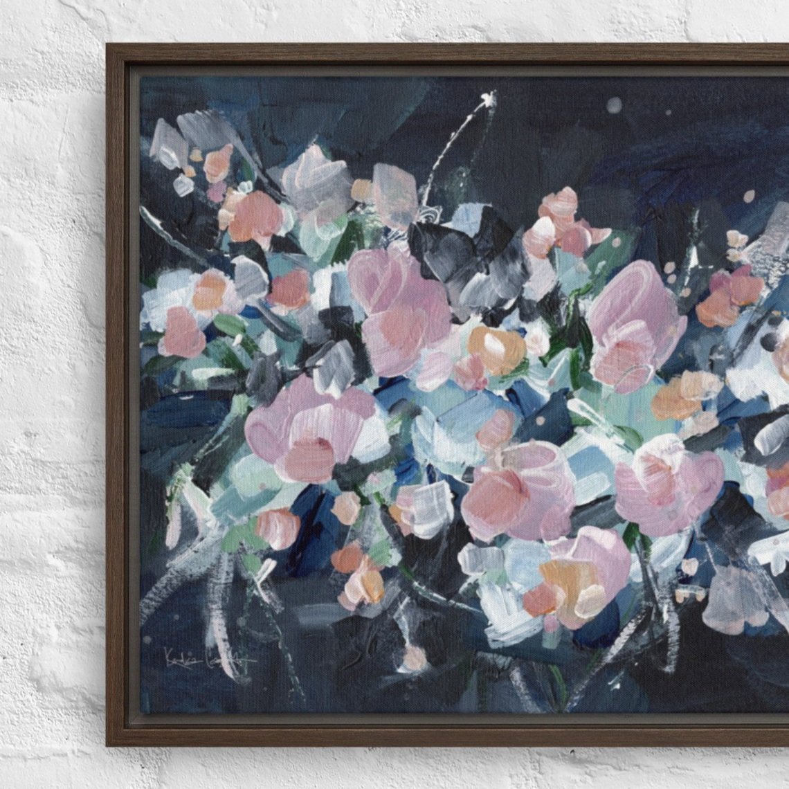 Framed Canvas Print - Winter Blooms no.1" an abstract flower painting by Kendra Castillo