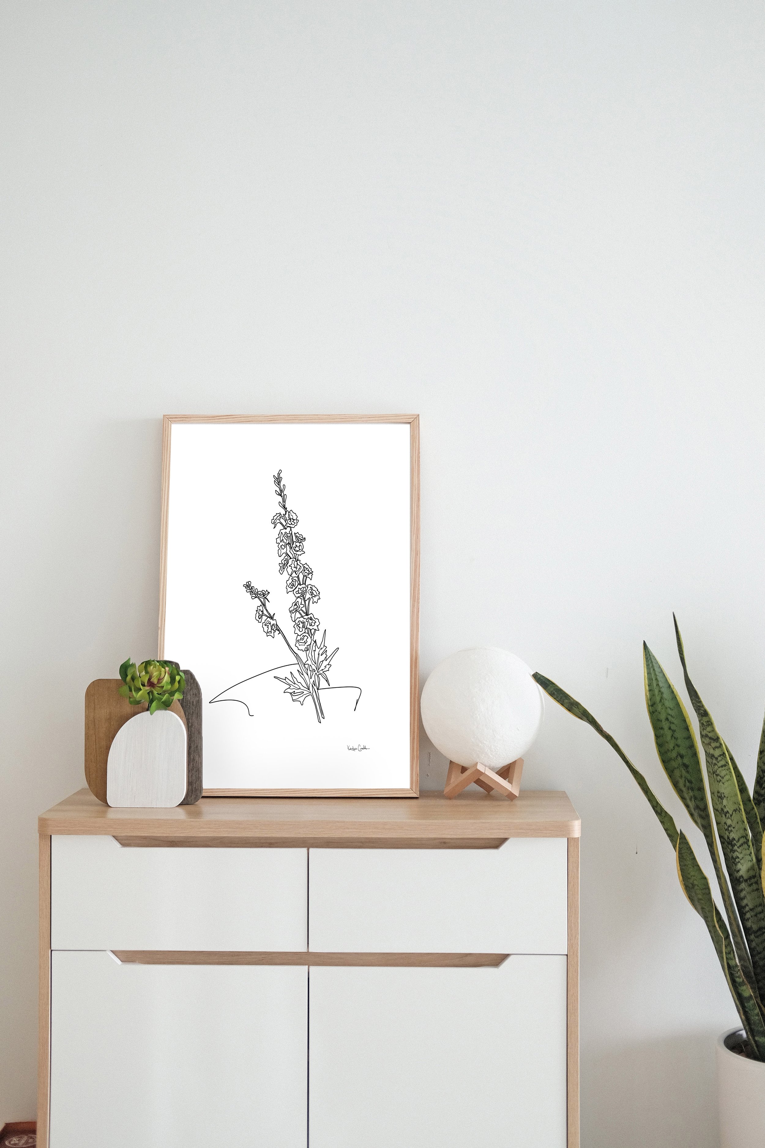 Larkspur - July Birth Month Flower Illustration Print