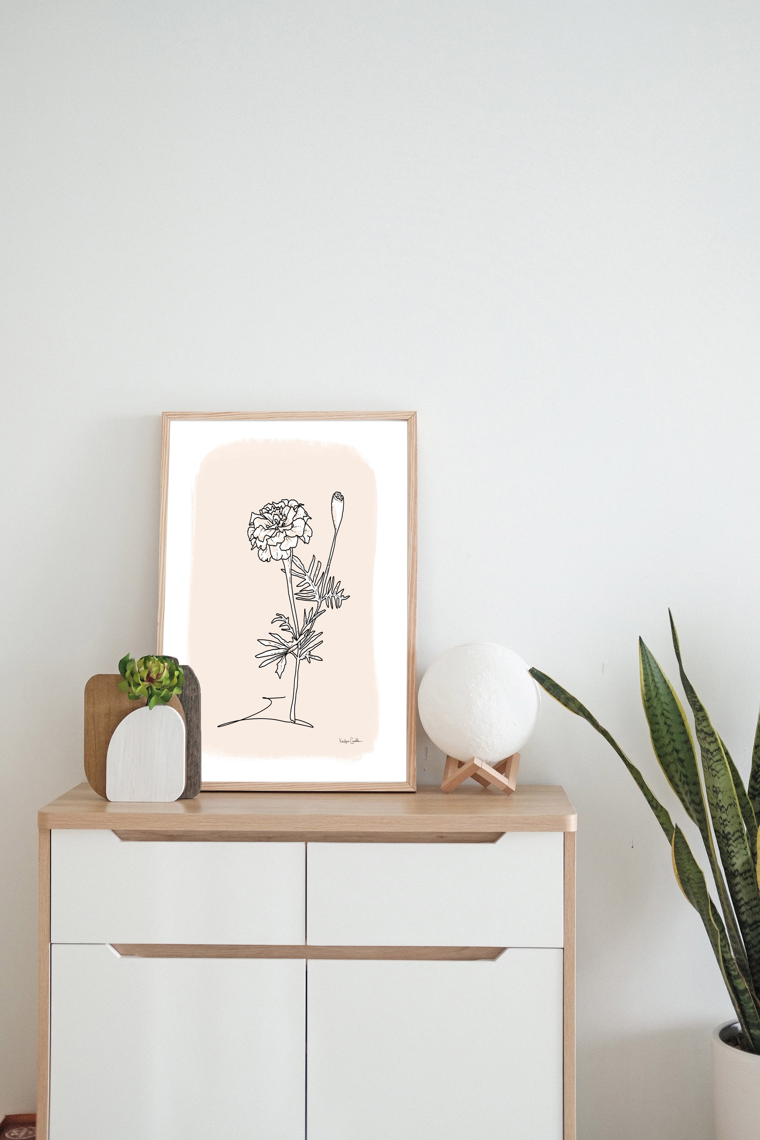 Marigold - October Birth Month Flower Illustration Print