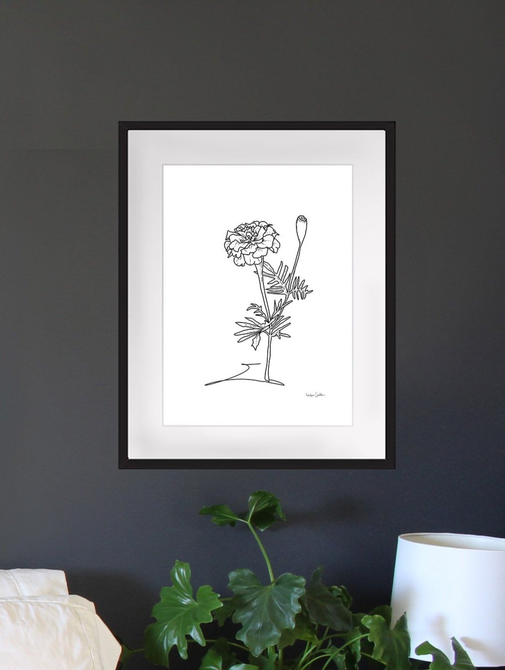 Marigold - October Birth Month Flower Illustration Print
