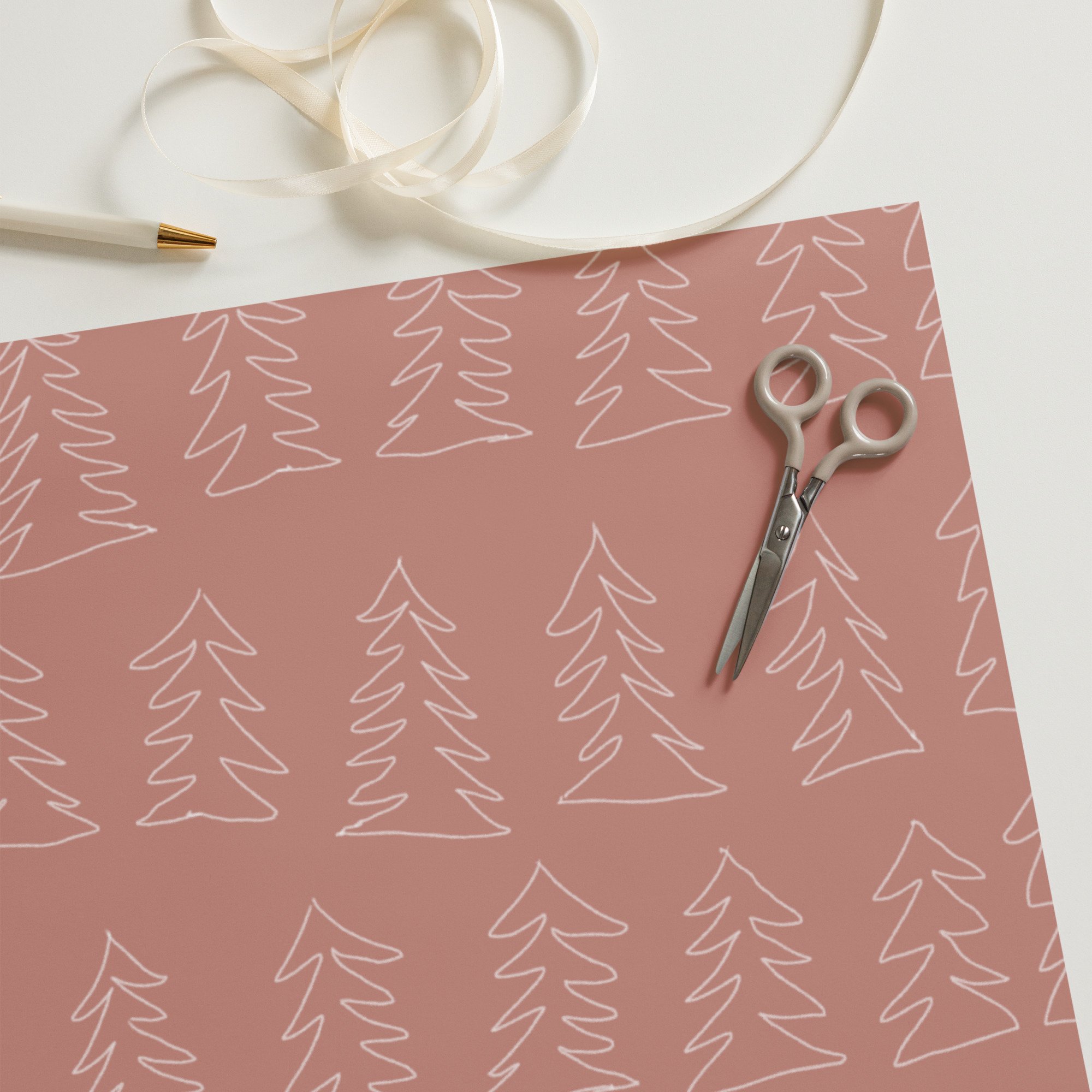 2023 Holiday Wrapping Paper - Christmas gift wrap, red, christmas tree, Kendra Castillo