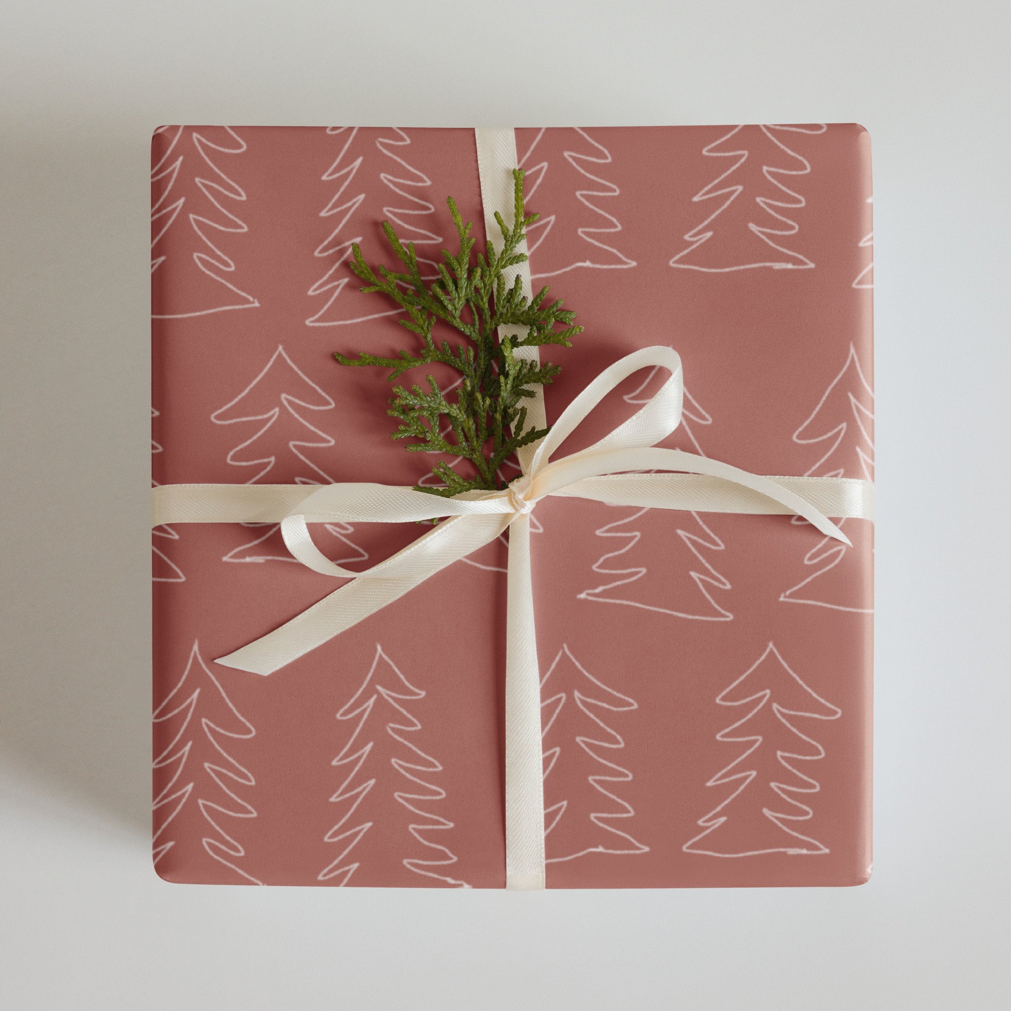2023 Holiday Wrapping Paper - Christmas gift wrap, red, christmas tree, Kendra Castillo