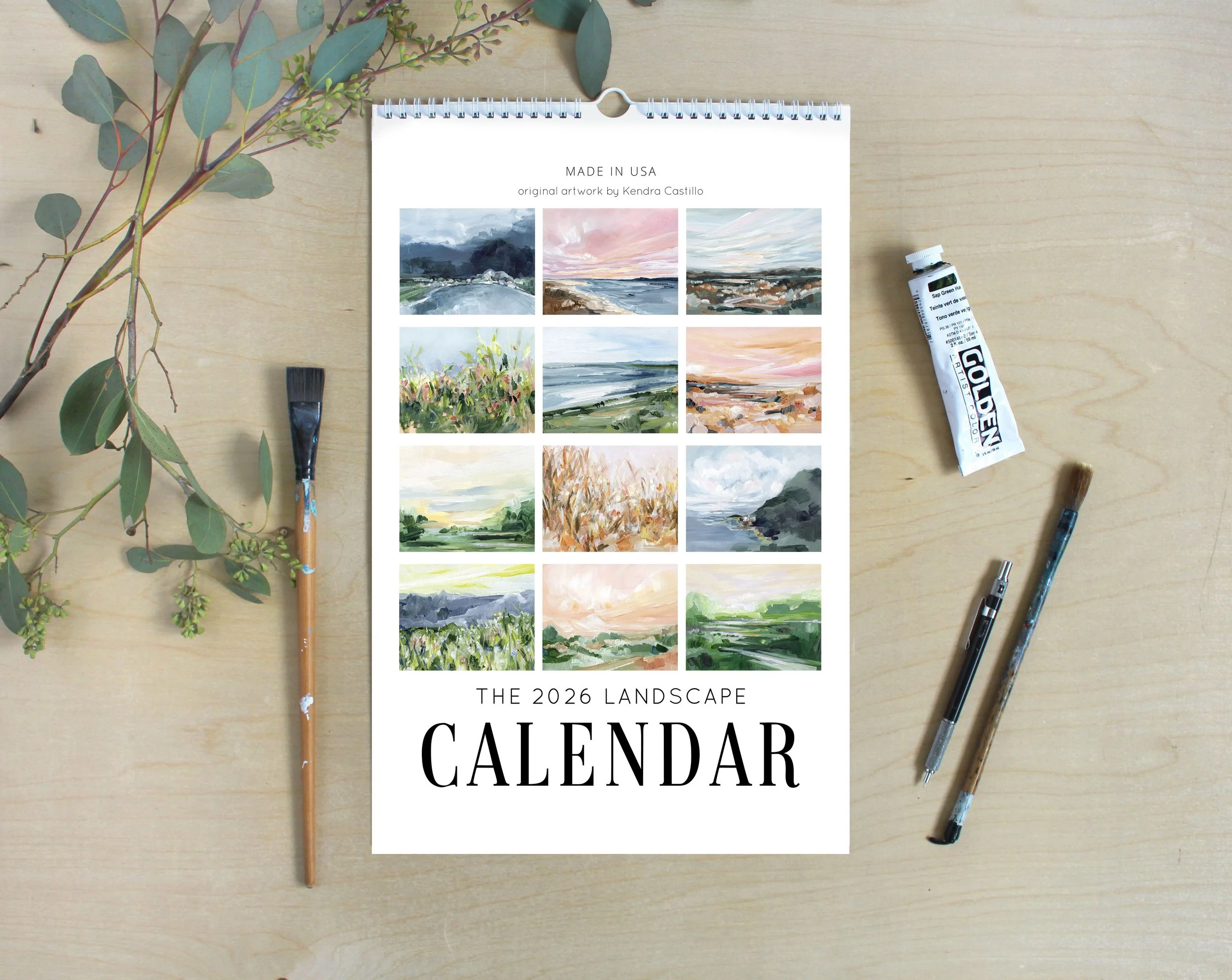 2026 Landscape Art Calendar, artwork by Kendra Castillo, Bellingham Washington