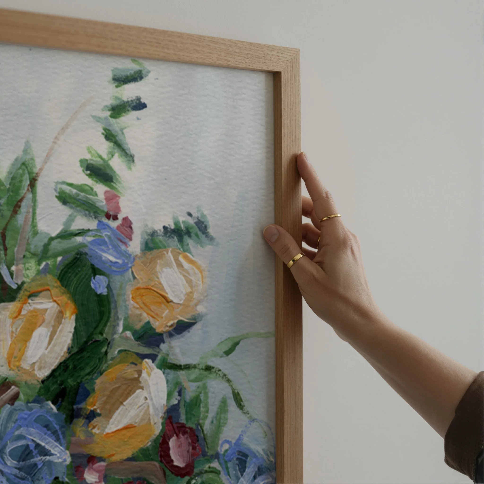 Colorful botanical wall art print with loose brushwork and bright florals, contemporary home decor. Artwork by Kendra Castillo in Bellingham WA