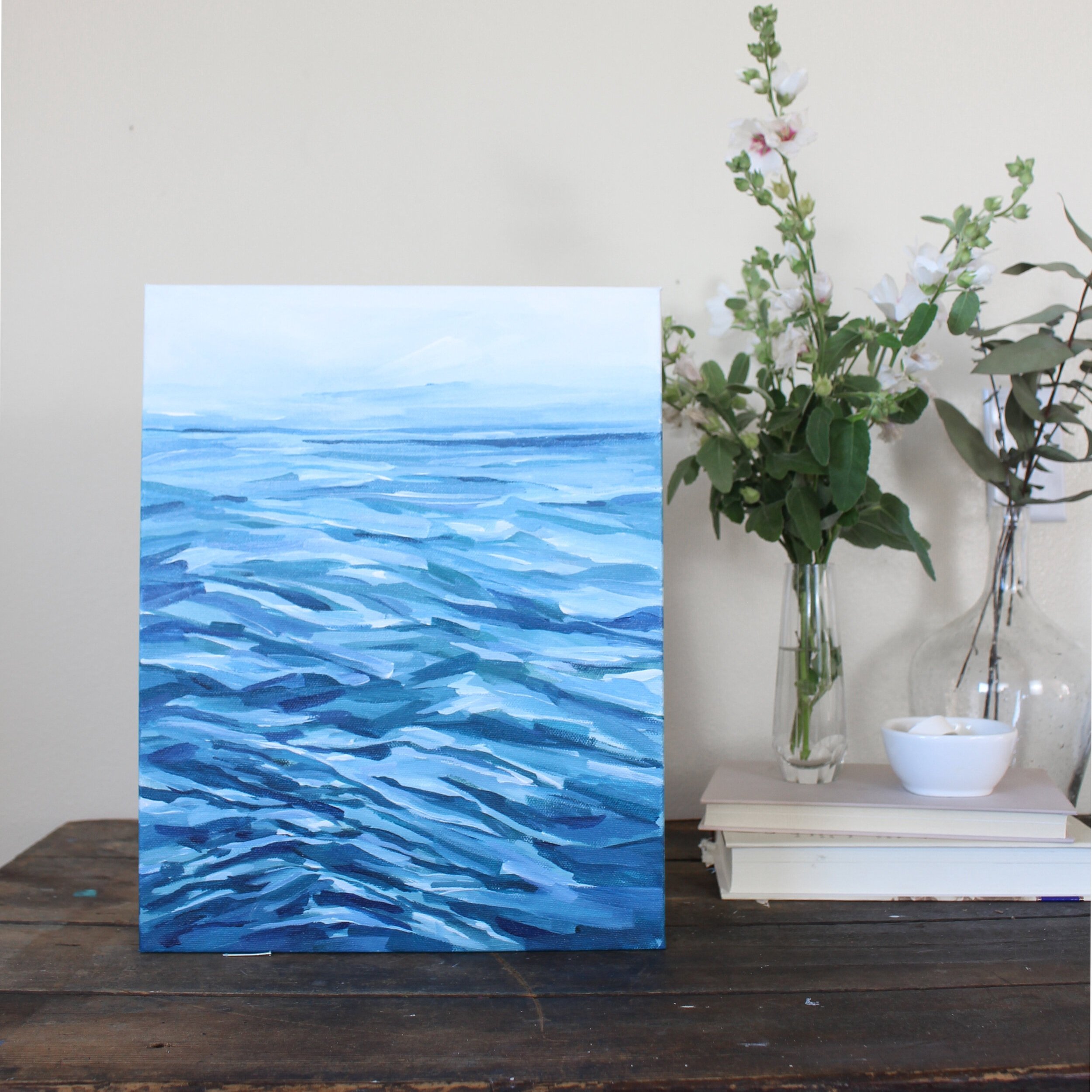 Serenity - Original Vertical Ocean Painting by Kendra Castillo, 11x14 inches