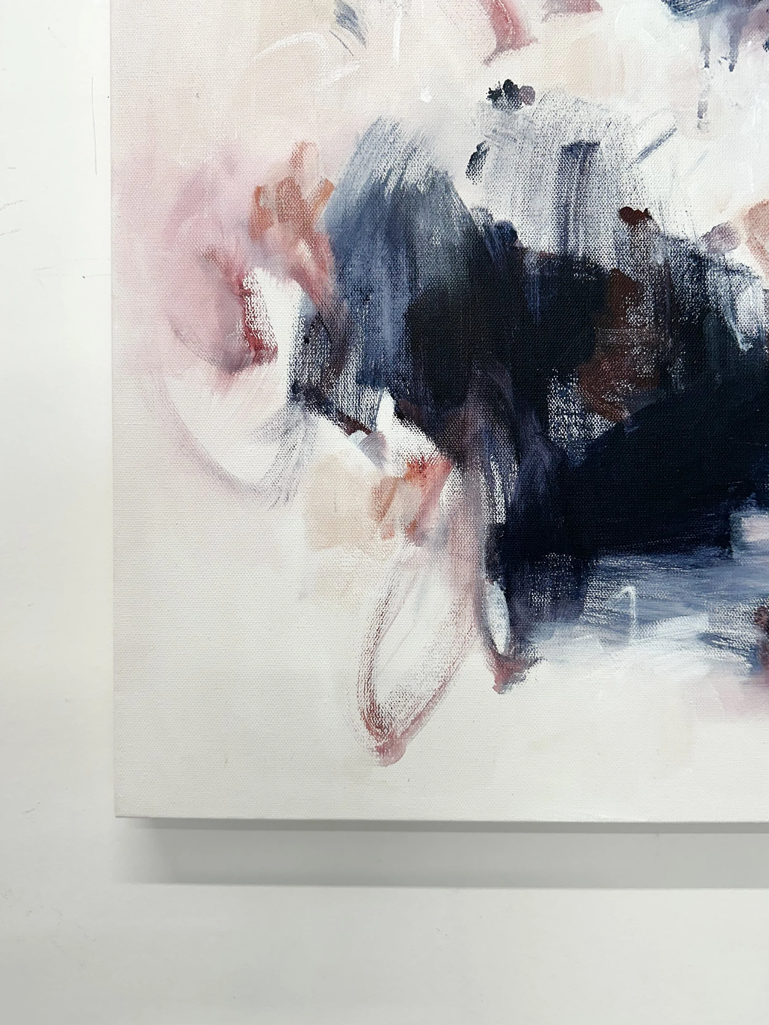 Hearts Intertwined original canvas artwork by Kendra Castillo, a Bellingham WA artist creating soft abstract paintings for intentional homes.