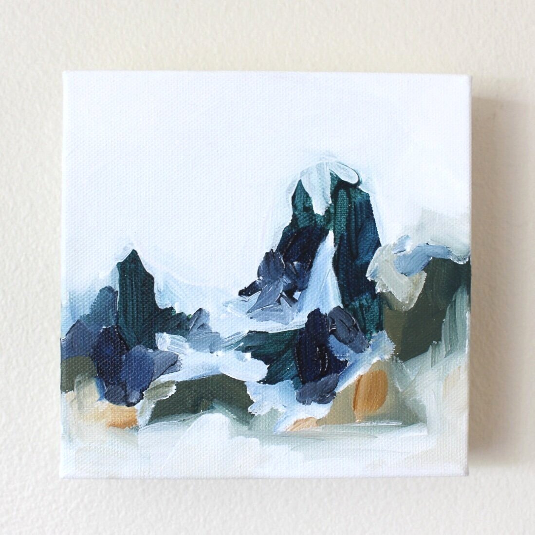 Moving Mountains - 6x6 original abstract painting on canvas by Kendra Castillo
