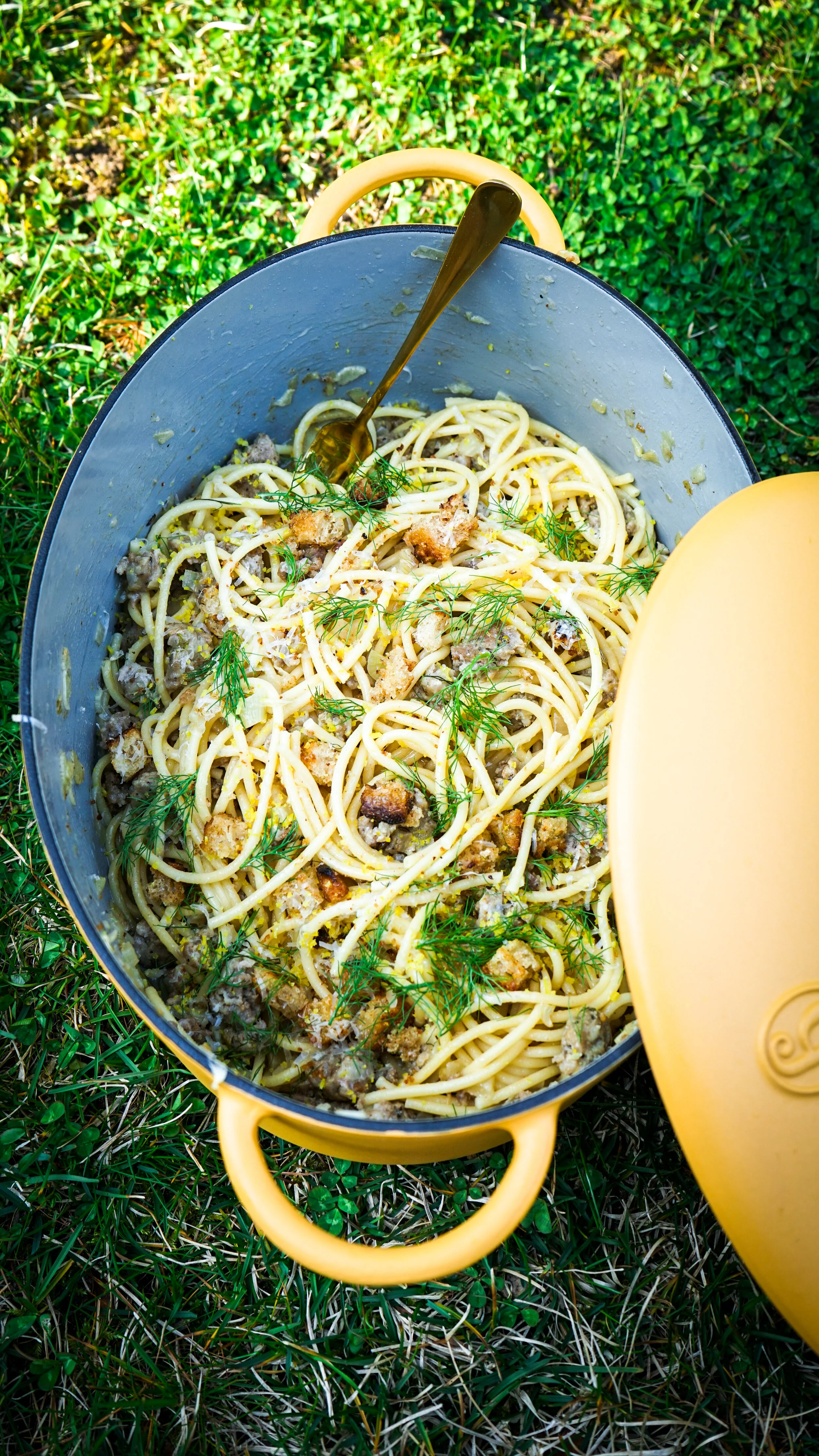 Bucatini with Sausage, Fennel, and Sourdough Breadcrumbs