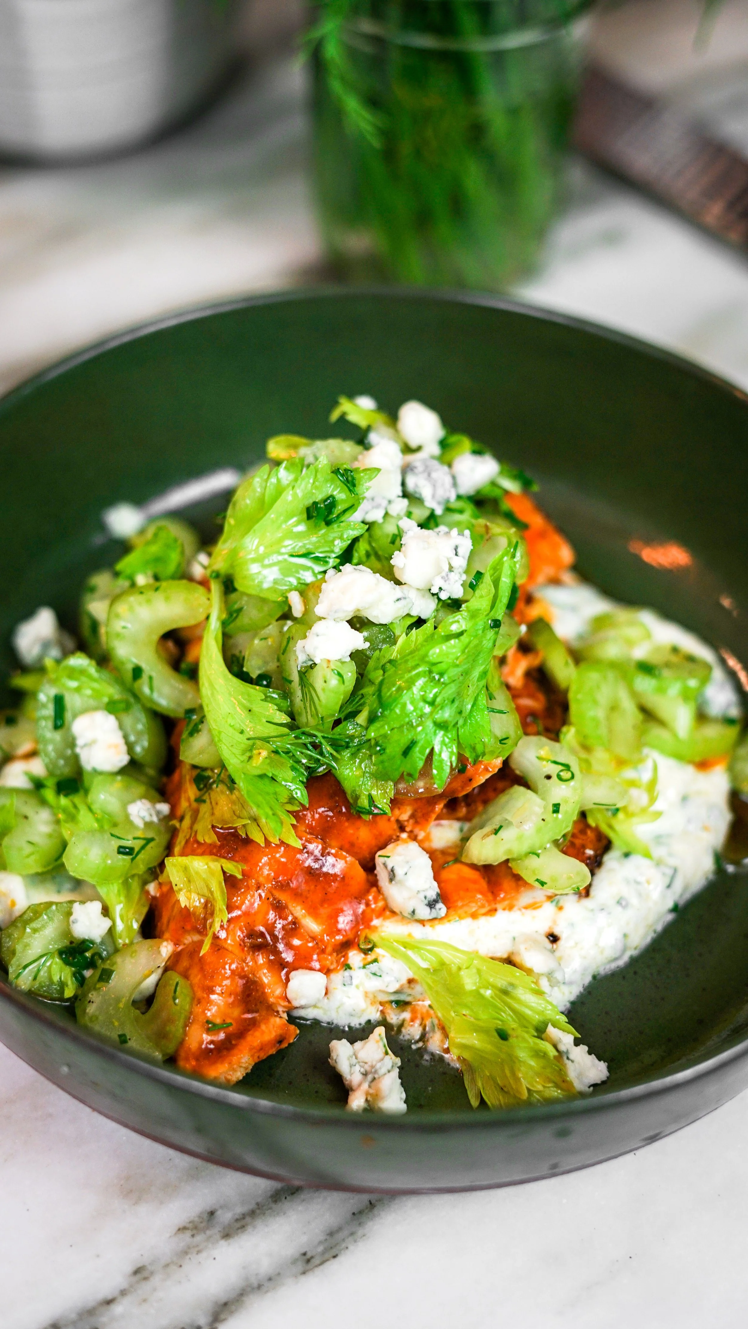  Buffalo Chicken Breast with Crunchy Celery Salad