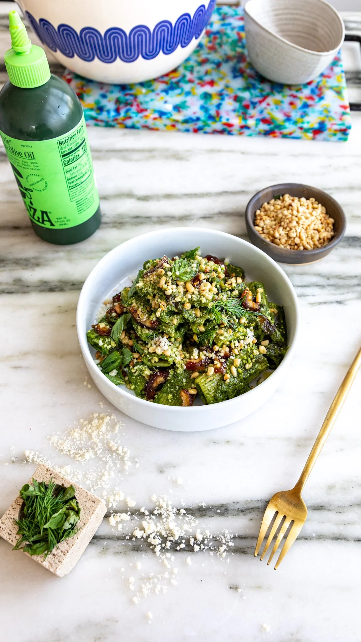 Herby Rigatoni with Toasted Pine Nuts and Dates