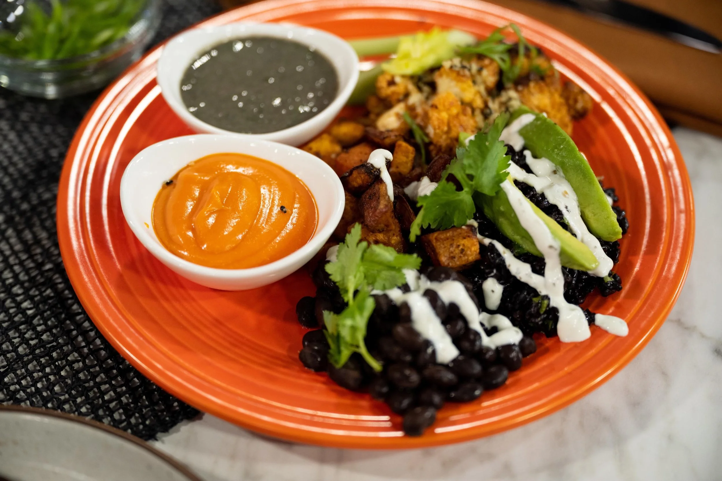 Black Forbidden Rice Bowl with Roasted Sweet Potatoes
