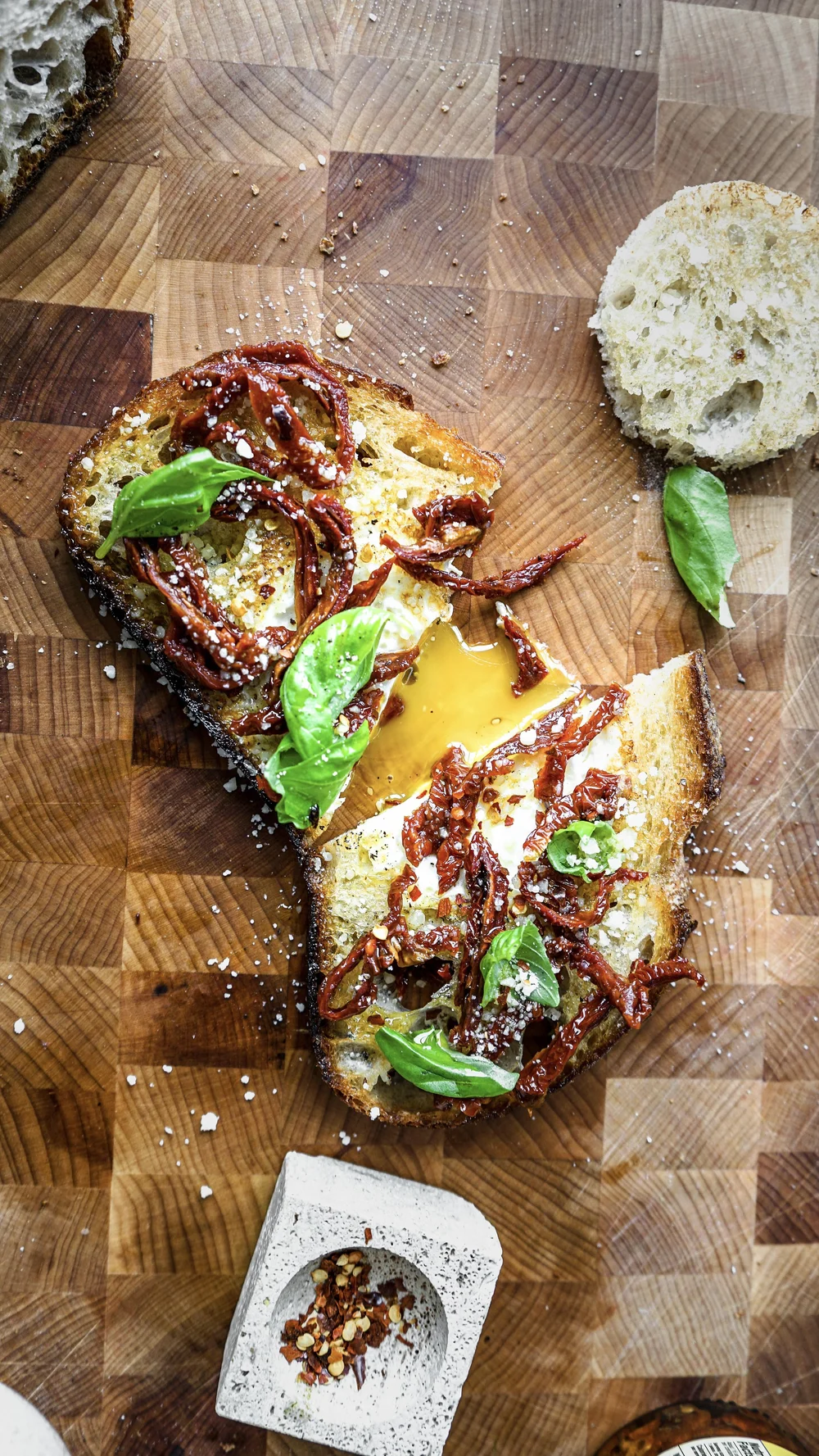Garlic Bread Egg In A Hole with SunDried Tomatoes — ELENA BESSER
