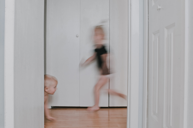 Motion blur of running toddler