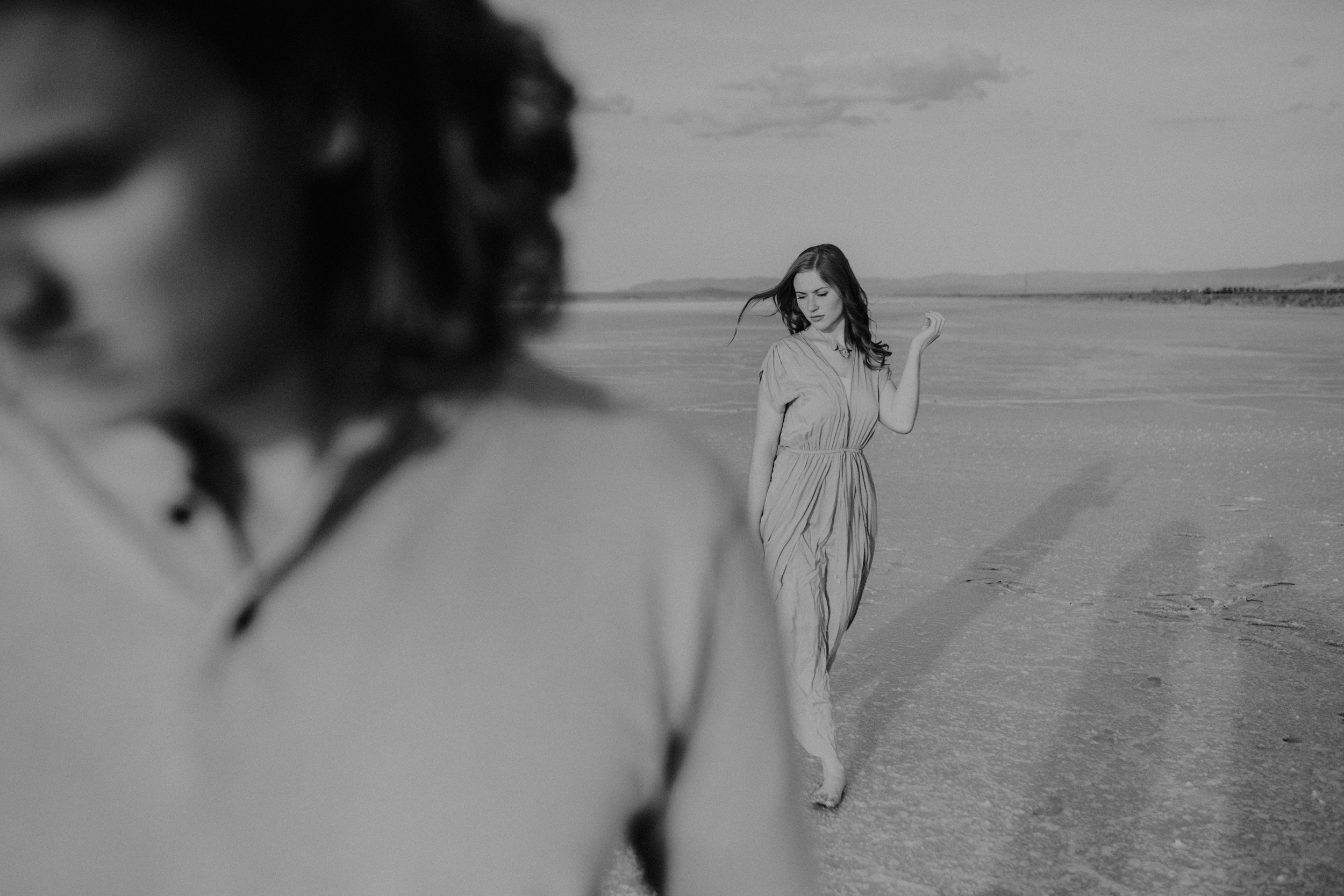 Couple walking on the salt flats