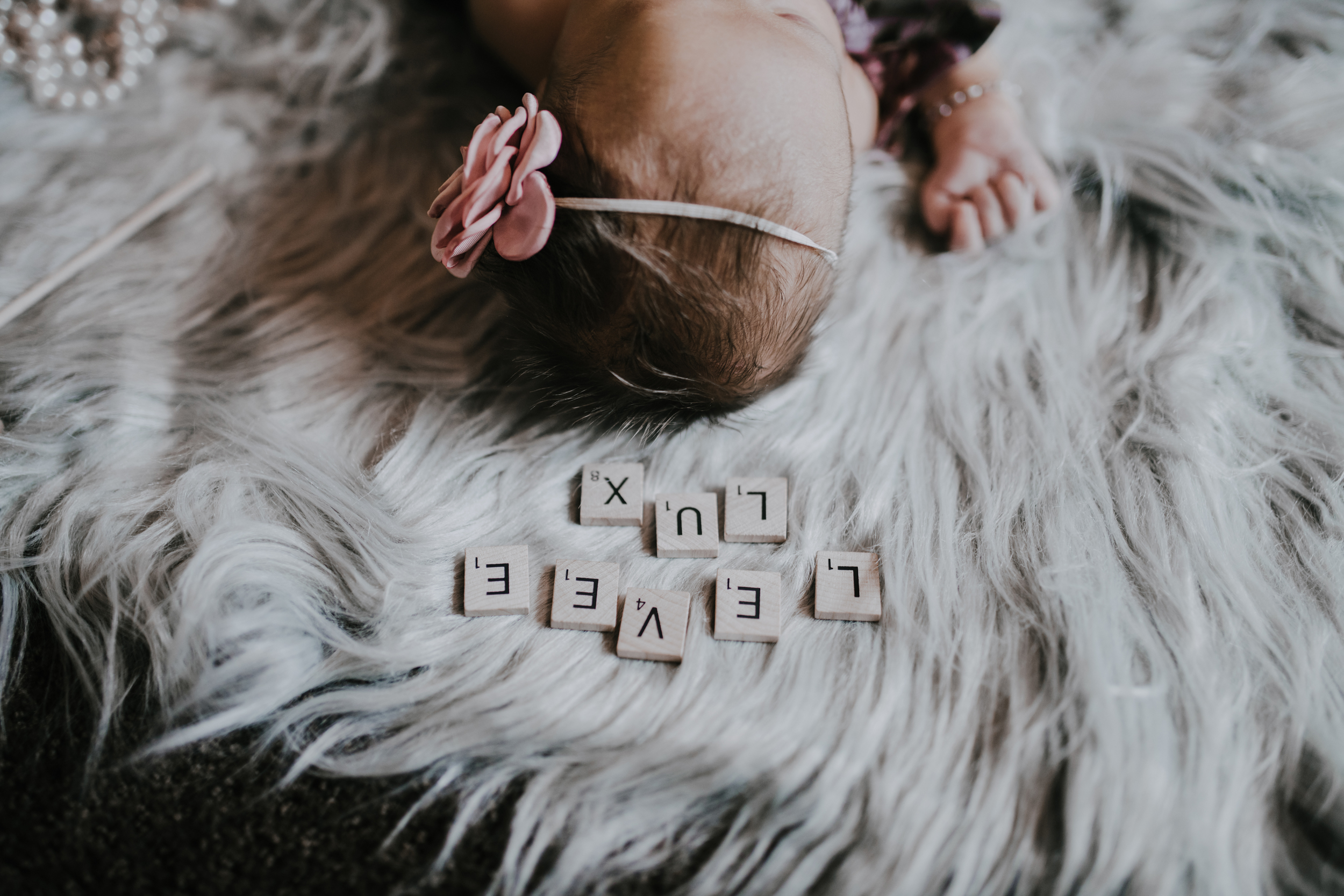 Baby name with scrabble blocks