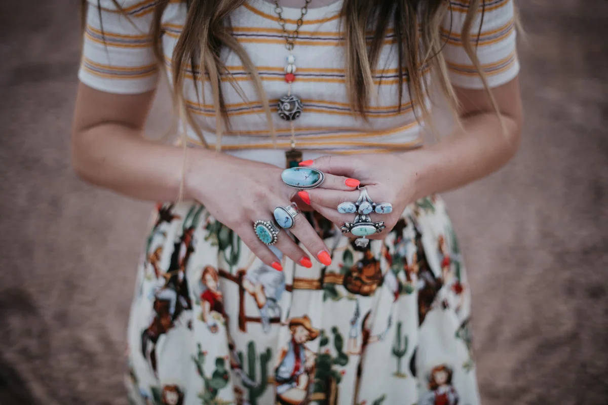girl wearing native american rings