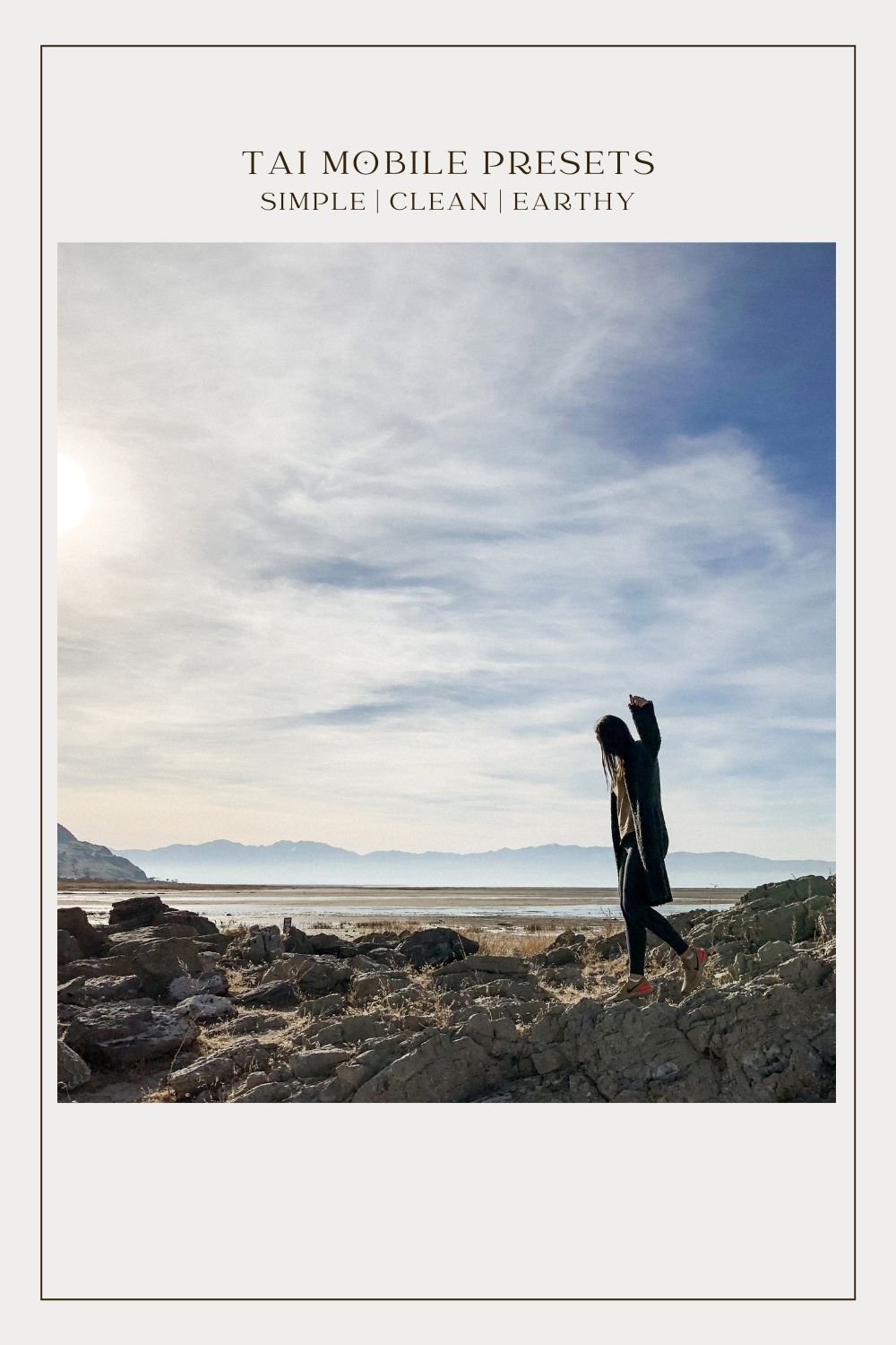 girl walking on walks great salt lake in background