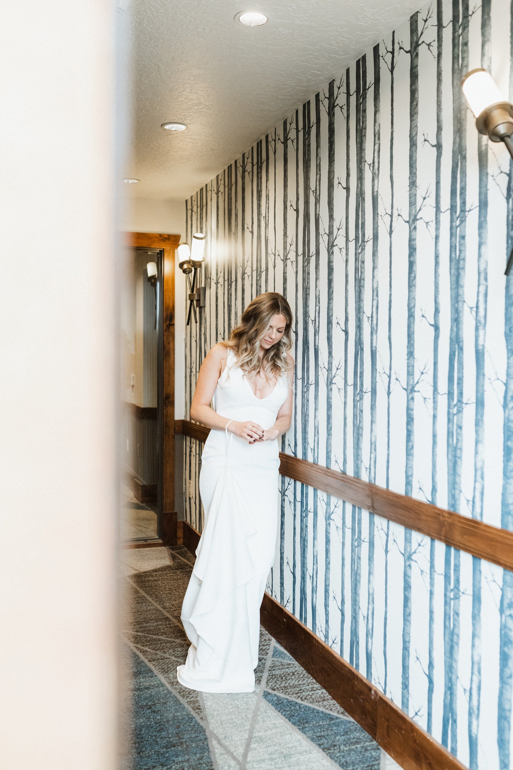 park city wedding hotel blue aspen wallpaper with bride