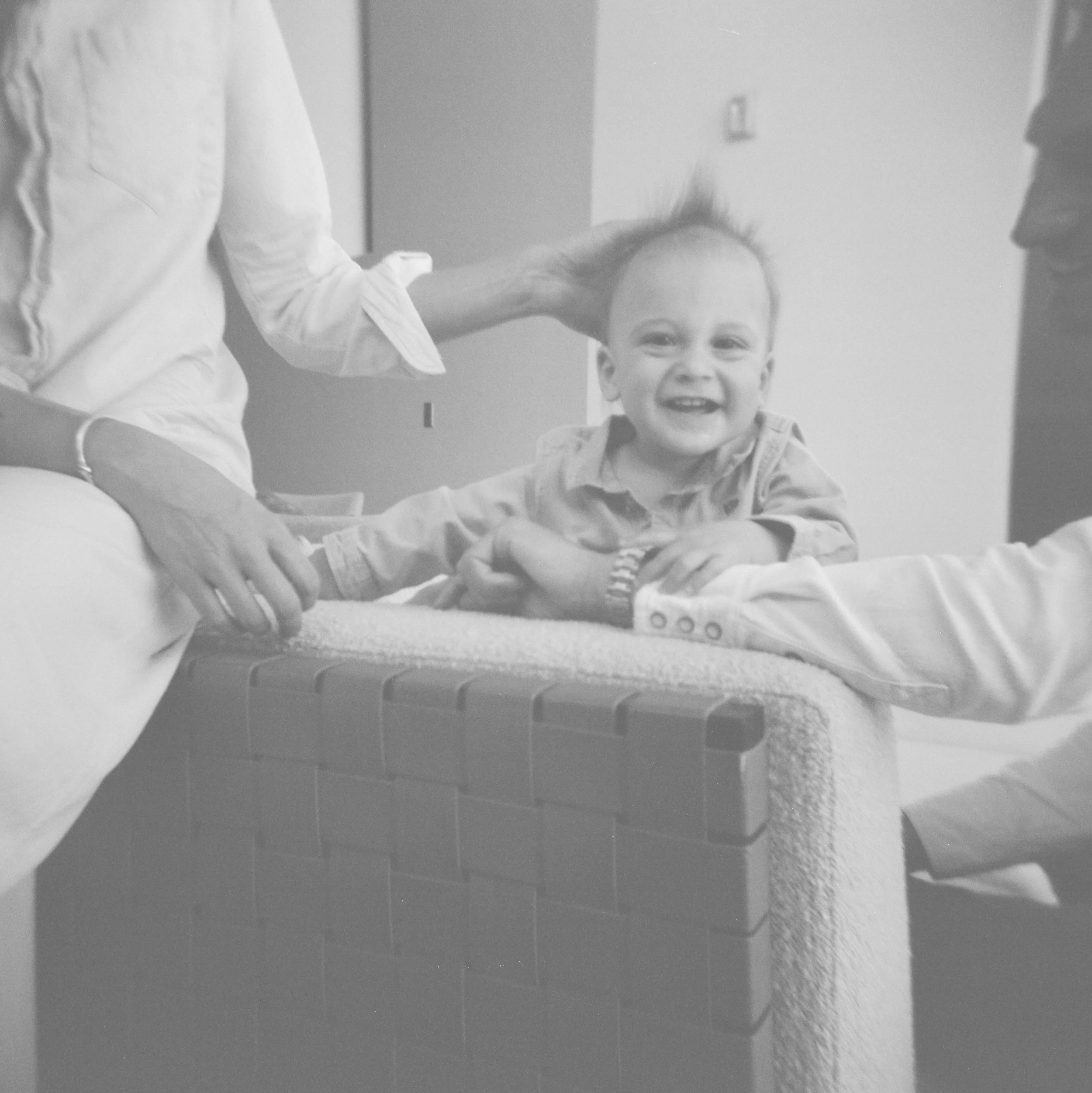 black and white family film photo at the lodge at blue sky park city utah