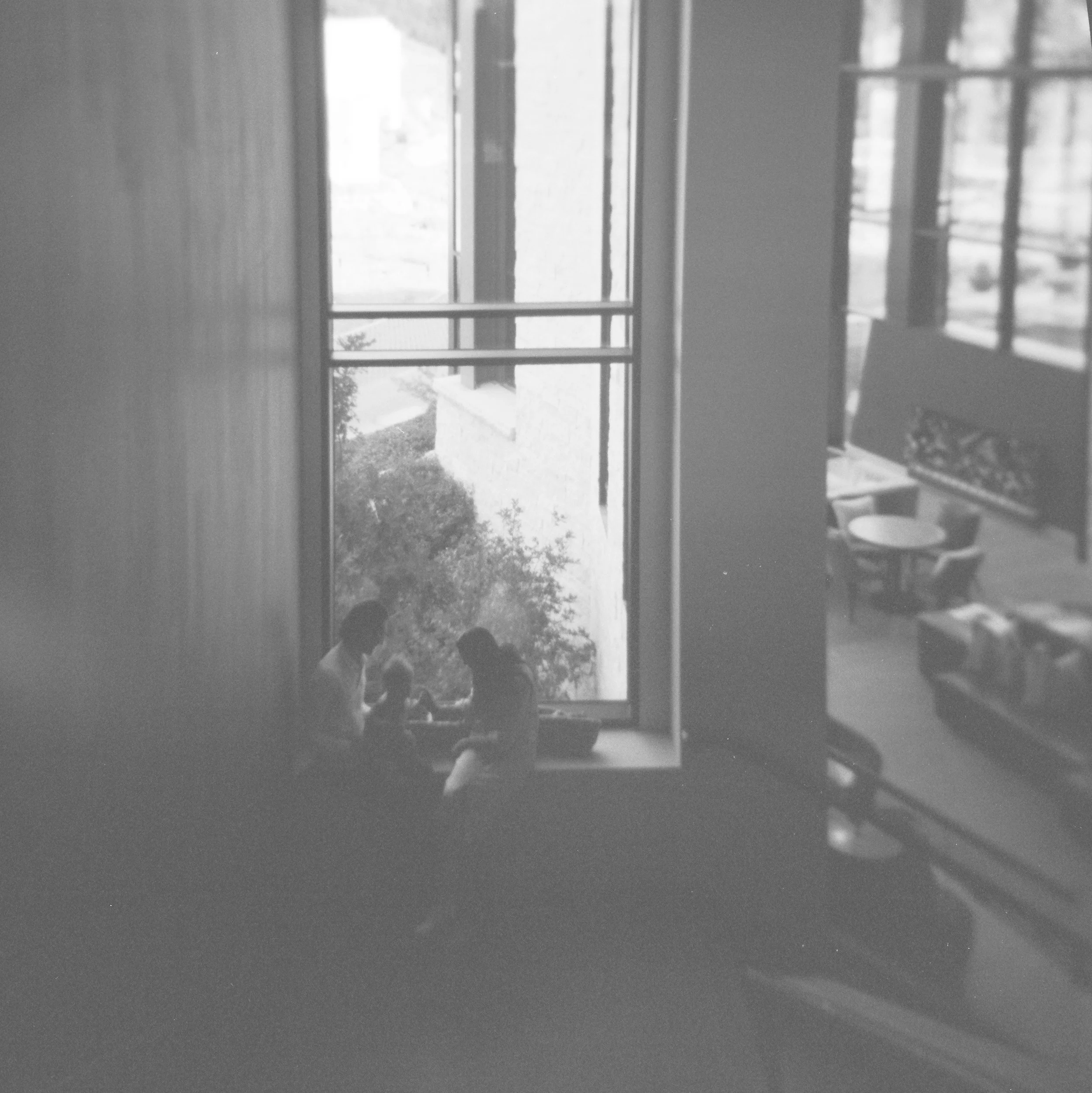 black and white family film photo at the lodge at blue sky park city utah